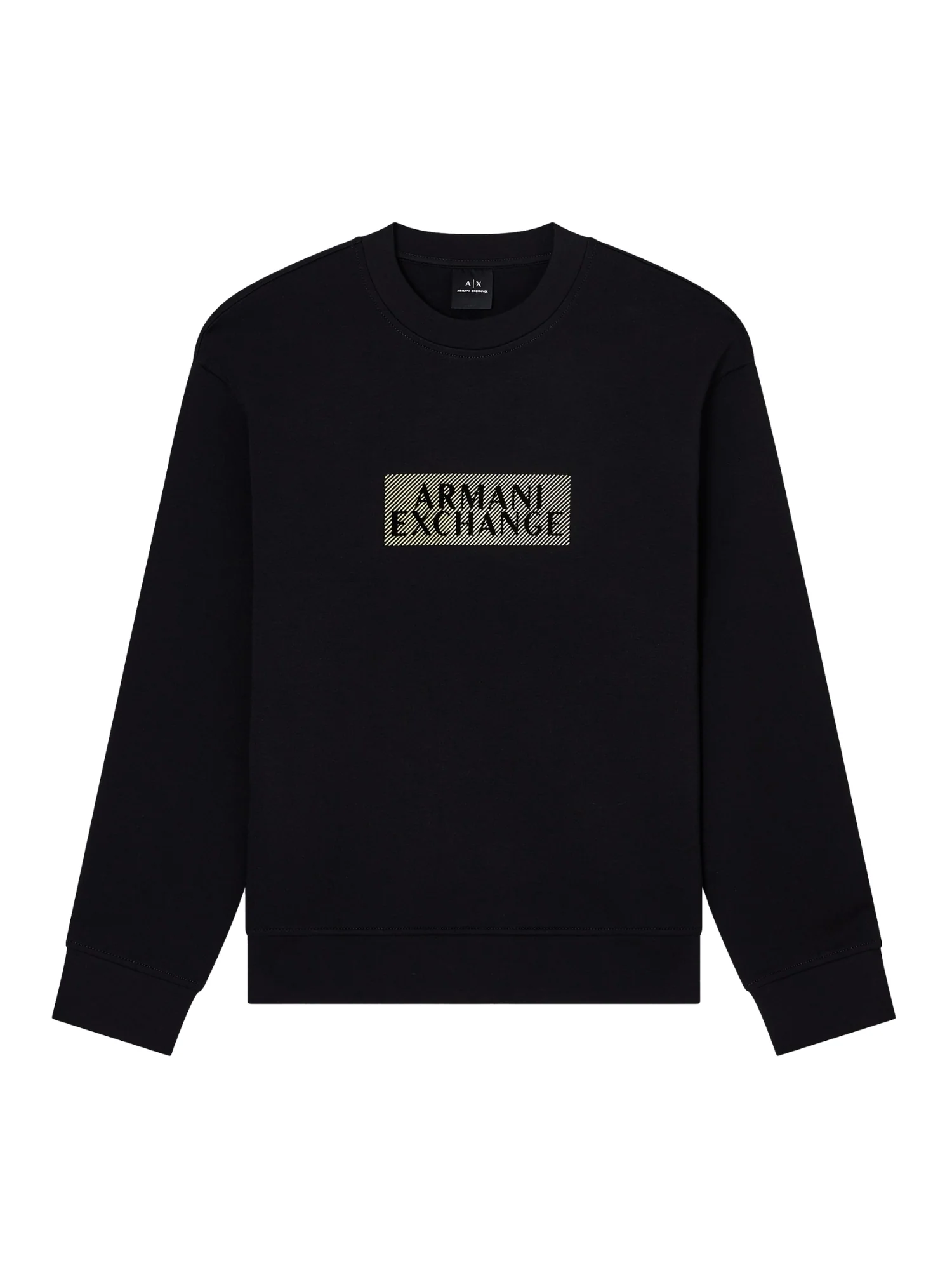 Felpa a girocollo senza cappuccio Armani Exchange uomo ricamo al petto nero diagonal - Image 4