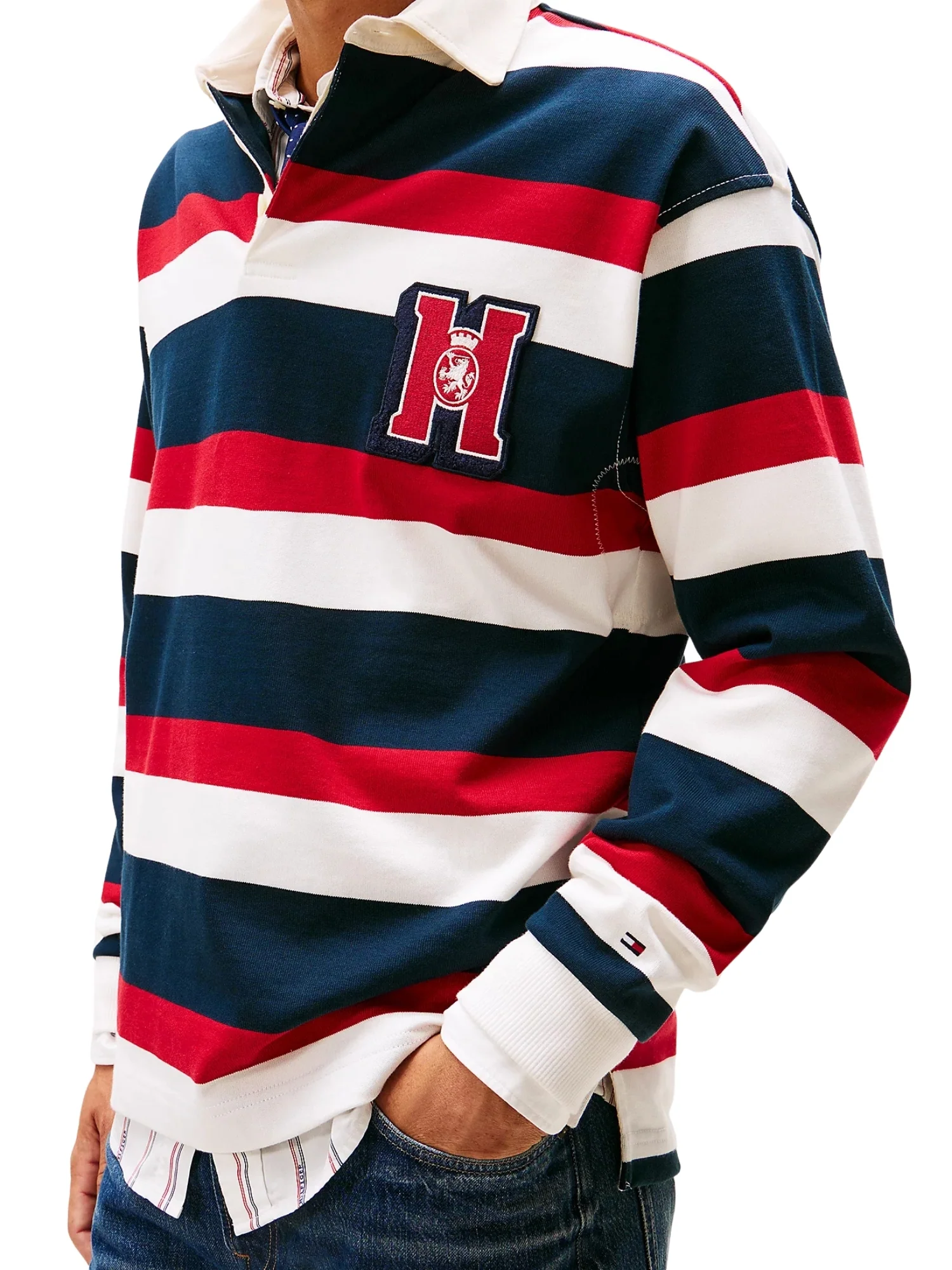 Felpa rugby con maniche lunghe Tommy Hilfiger modello crest striped ecru’ multi - Image 3