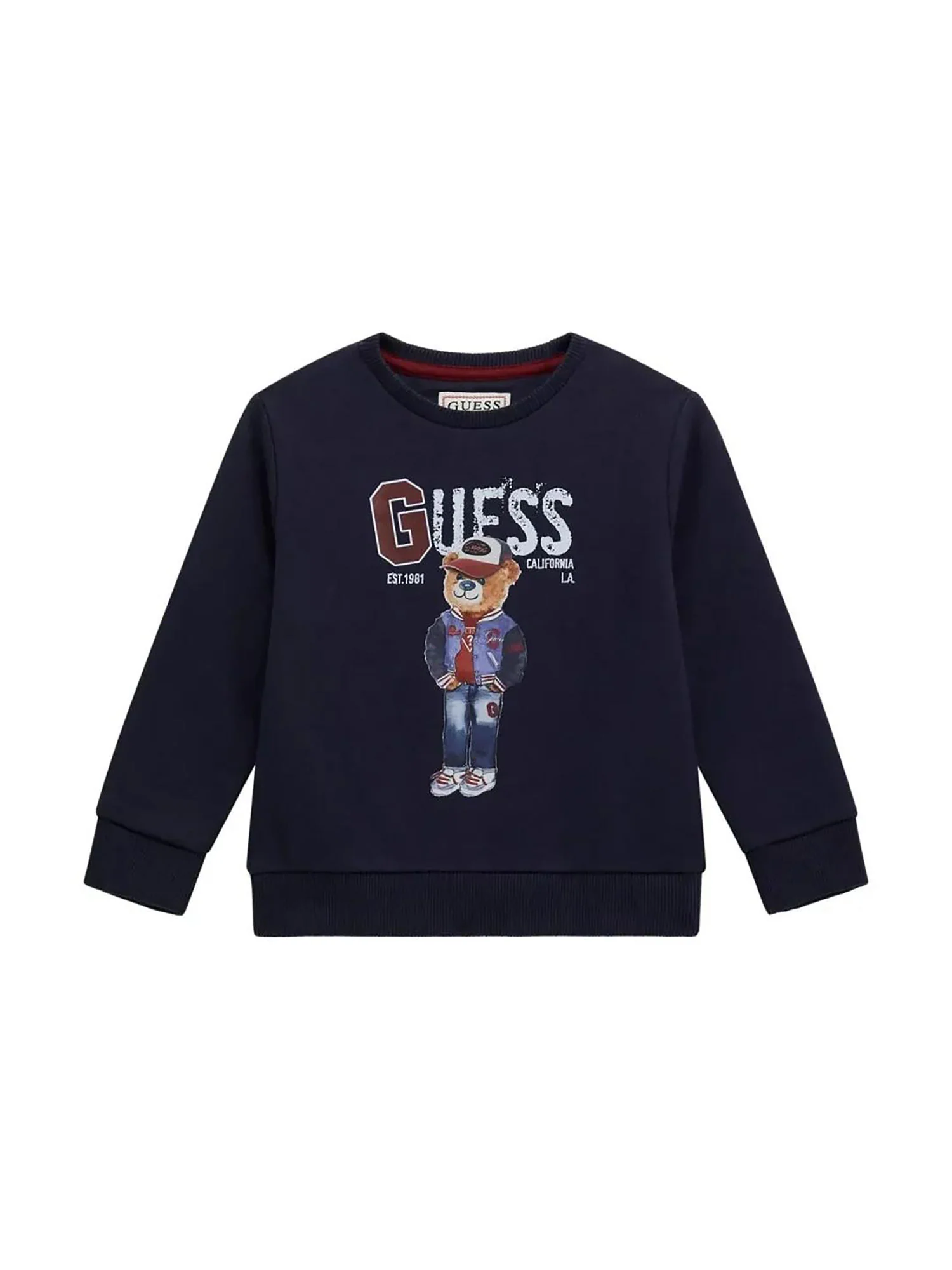 Felpa girocollo G logo Guess bambino stampa teddy blu