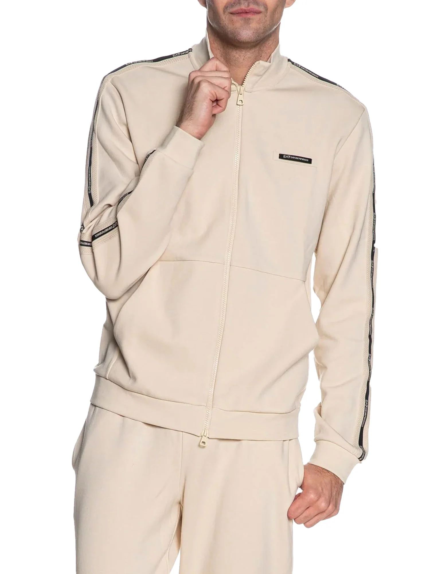 Felpa EA7 uomo manica lunga Train logo beige