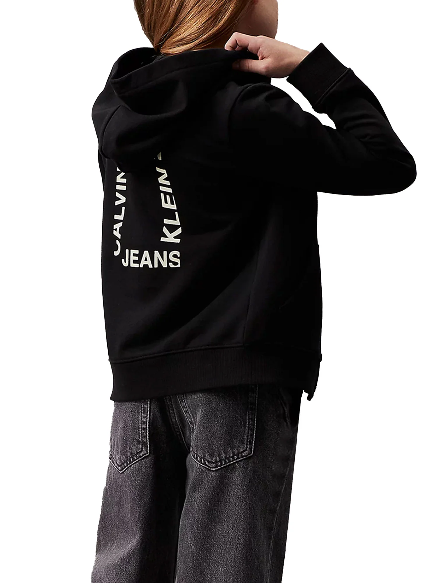 Felpa teen con zip e stampa logo nero - Image 2