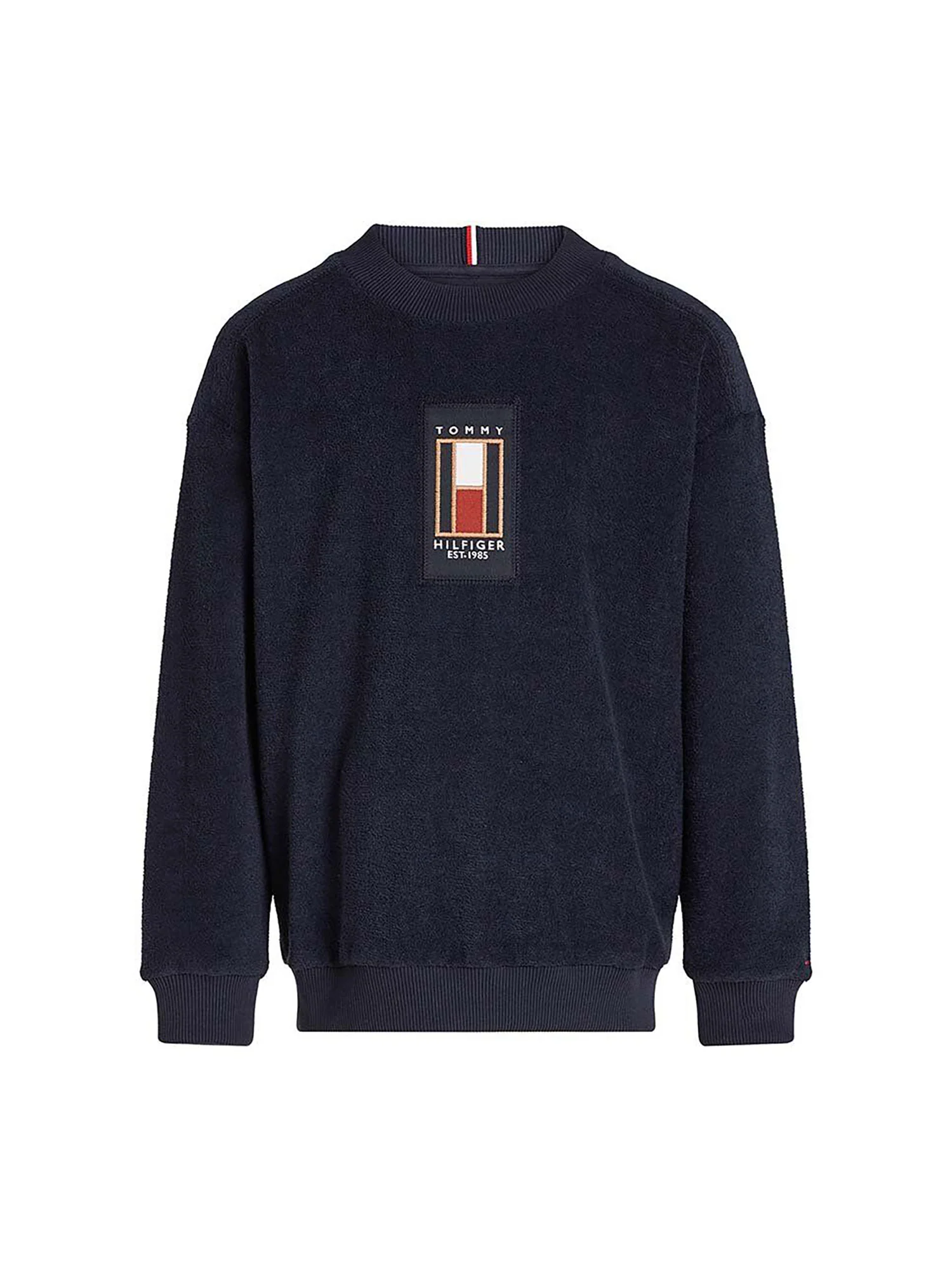 Felpa Teen in maglia boucle logo bandiera blu