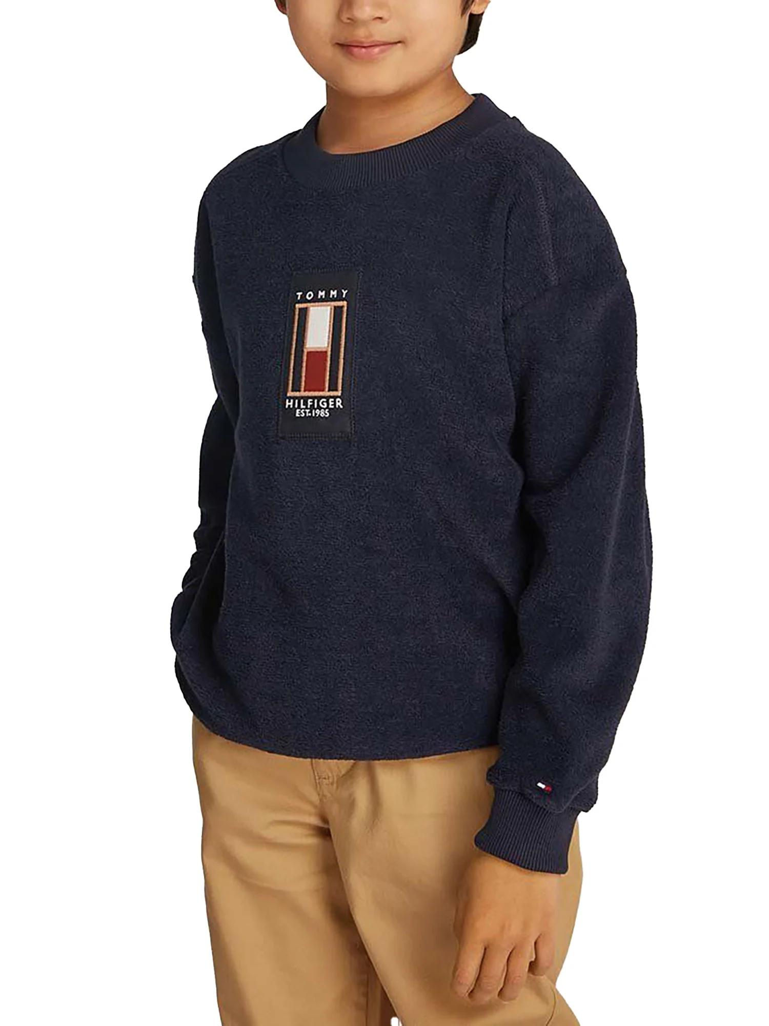 Felpa Teen in maglia boucle logo bandiera blu - Image 4