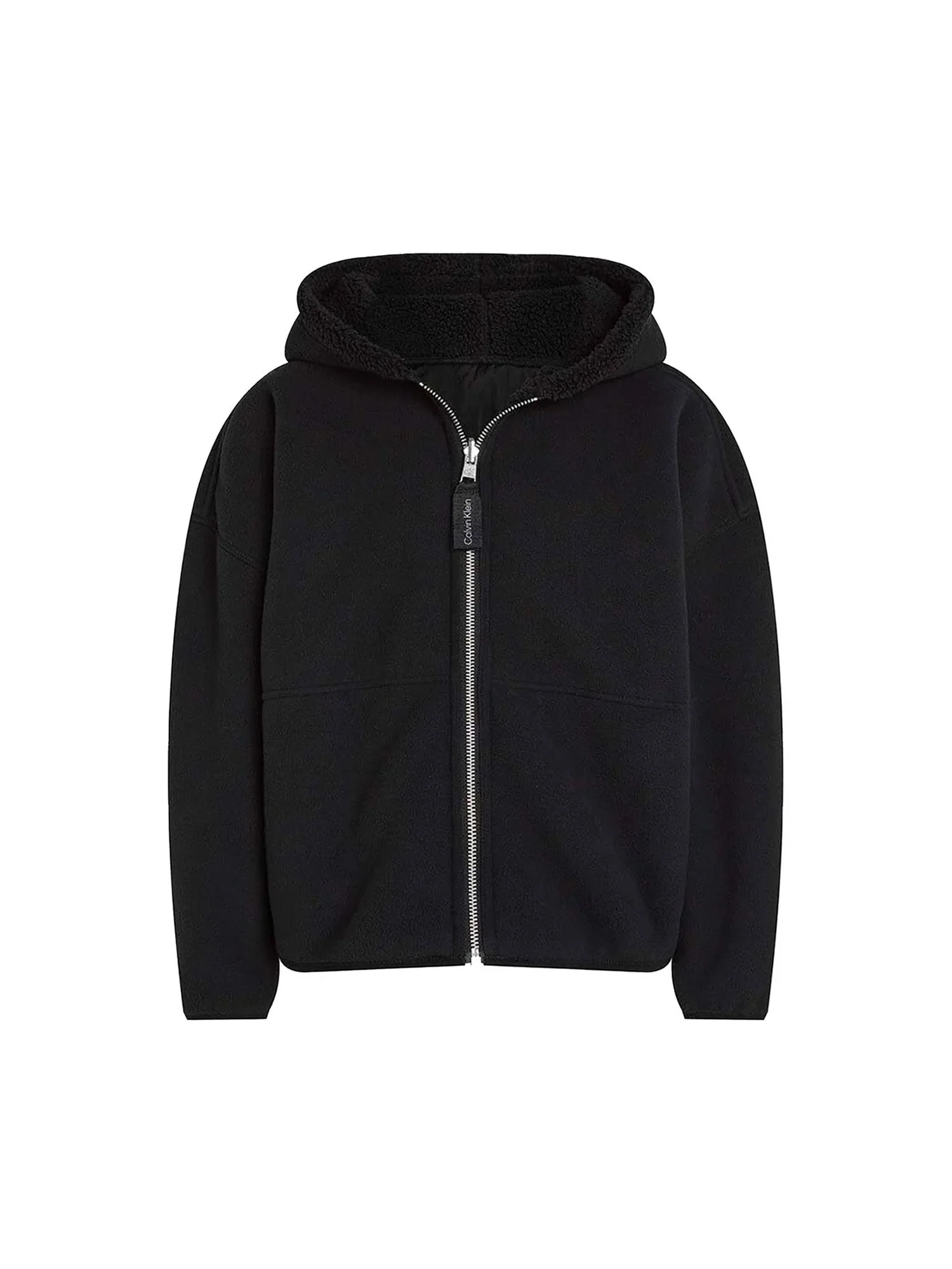 Felpa teen interno in pile con zip nero