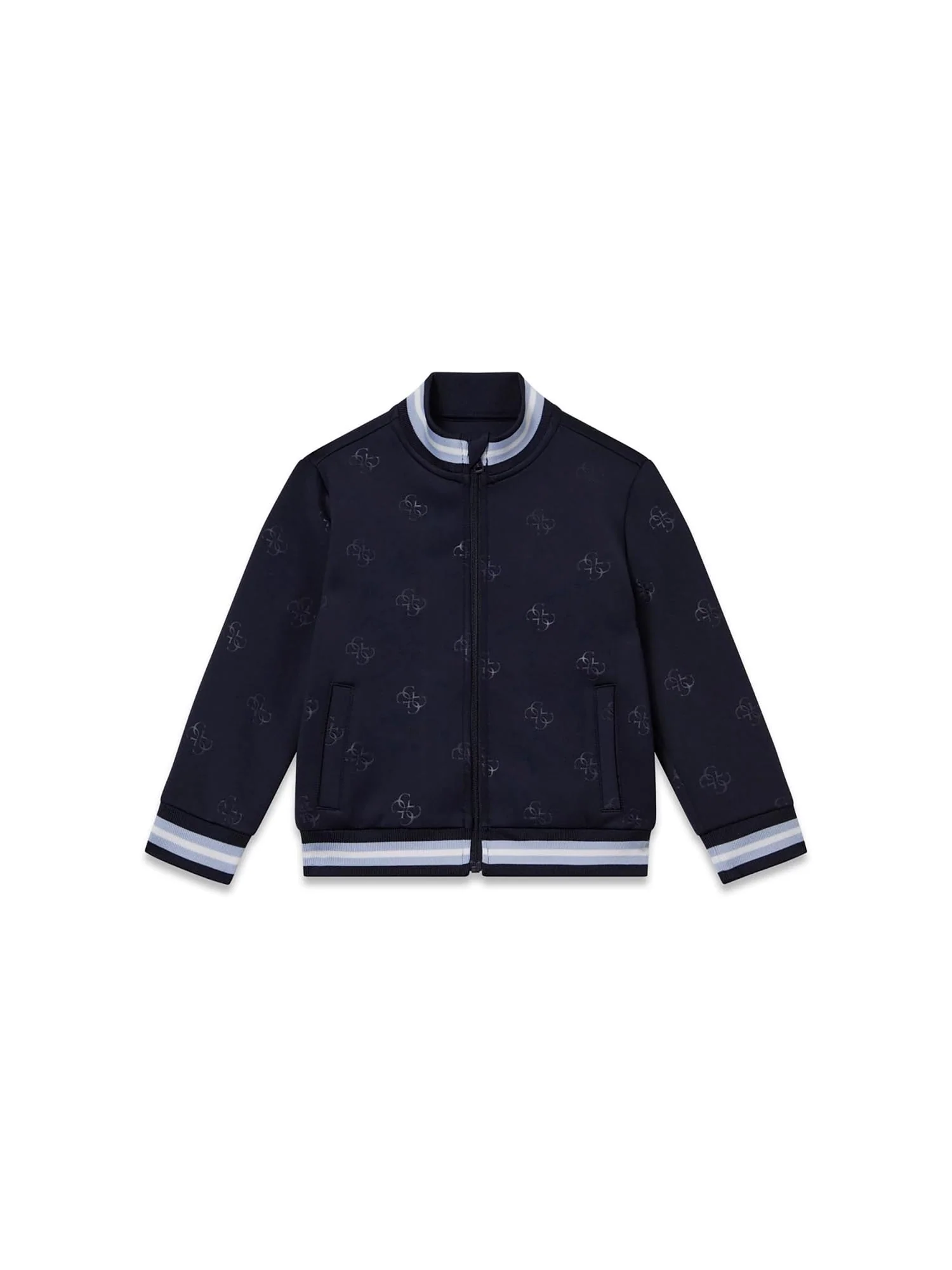 Felpa Guess Bambino zip allover logo blu