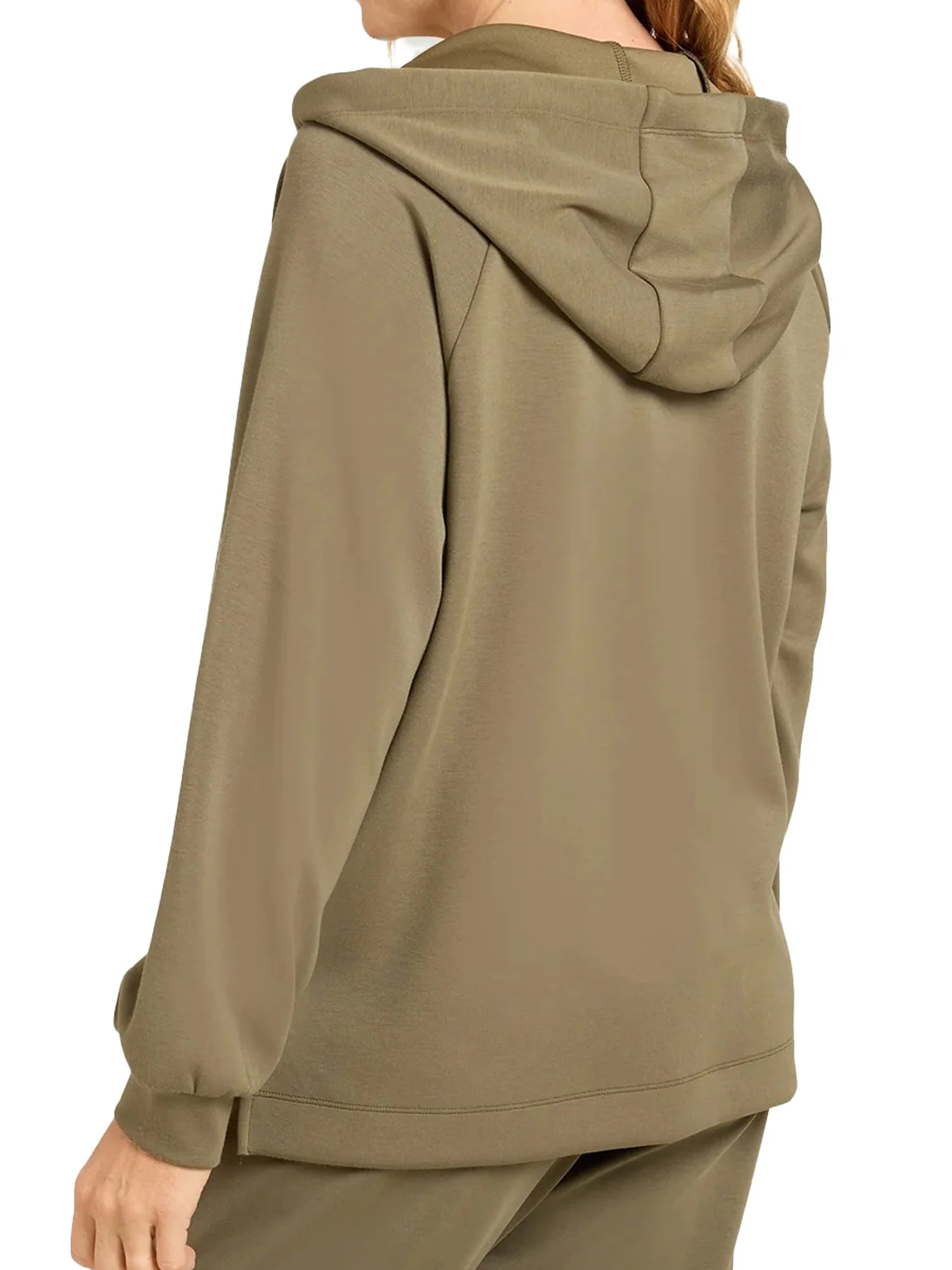 Felpa Luisa Viola Donna con zip e cappuccio scuba kaki - Image 2