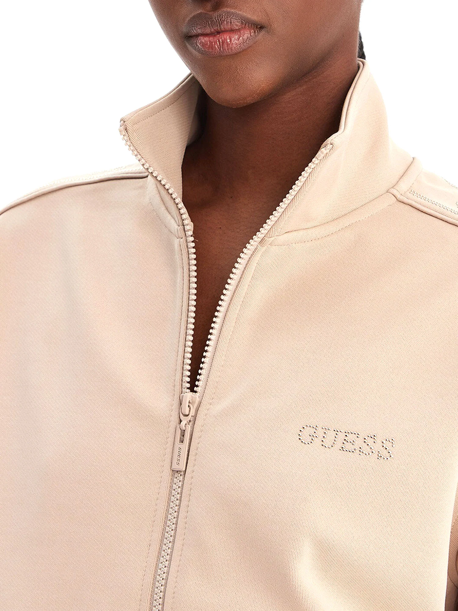 Felpa Guess Donna con zip octavia sabbia - Image 3
