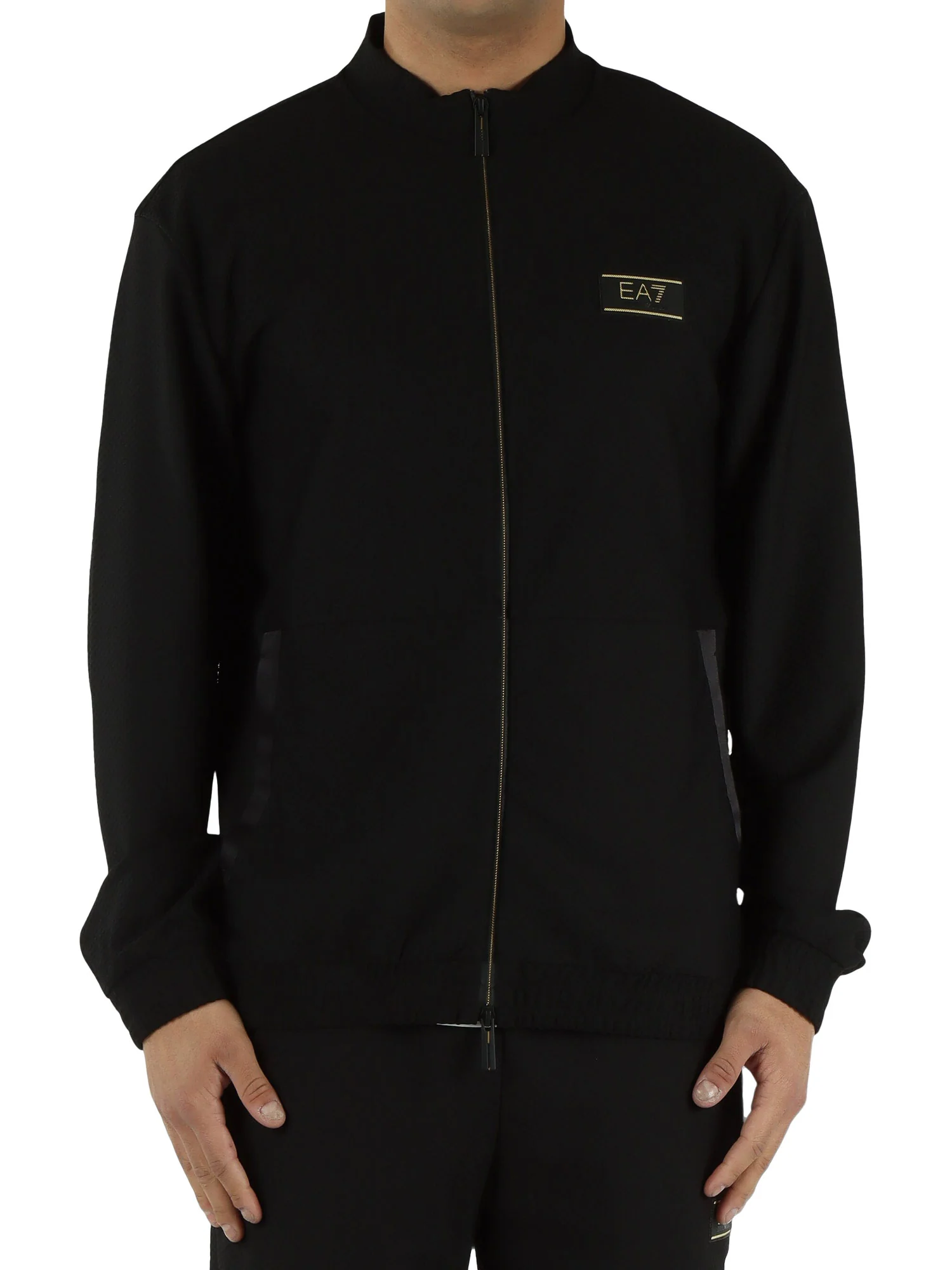 Felpa EA7 uomo con zip Premium nero