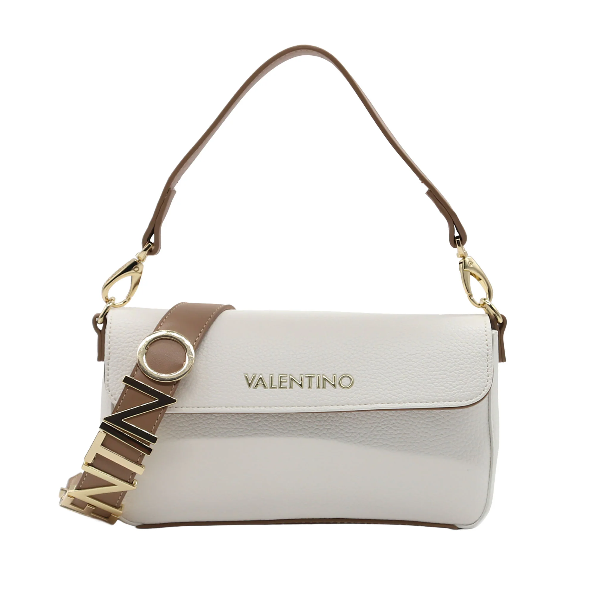 Borsa a spalla con pattina Valentino donna alexia bianco cuoio