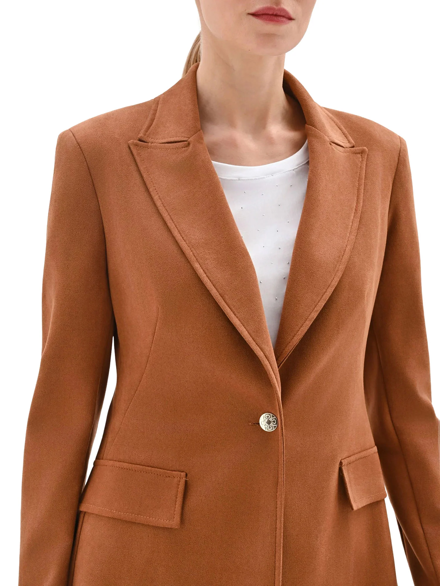 Giacca Rinascimento Donna con un bottone cose camel - Image 4