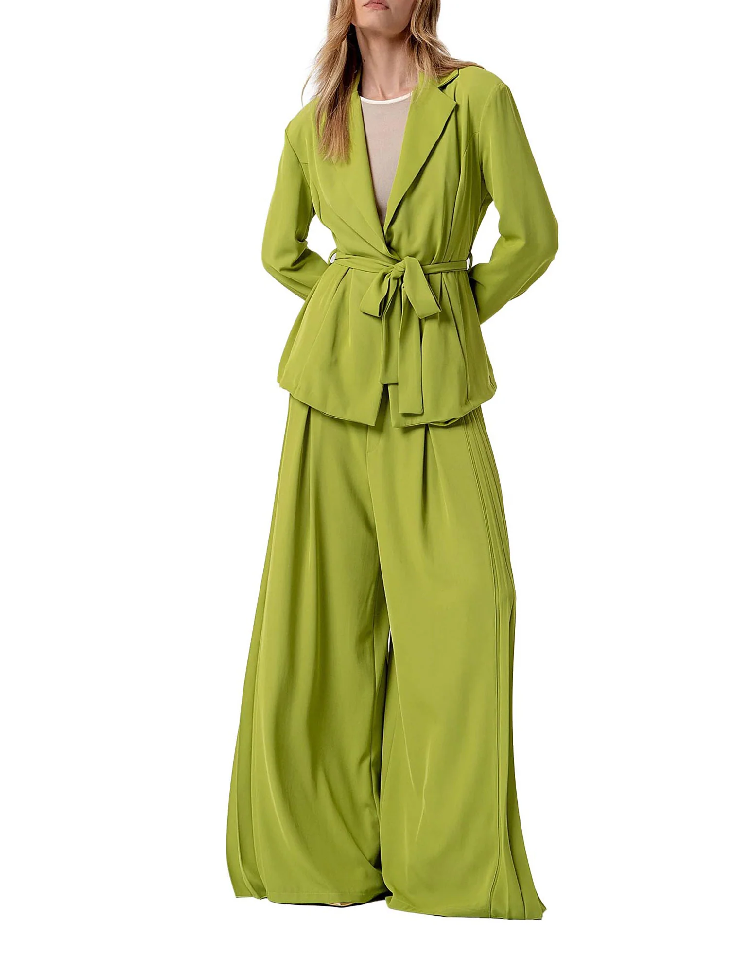 Giacca Fracomina Donna tailor con cintura oliva - Image 4