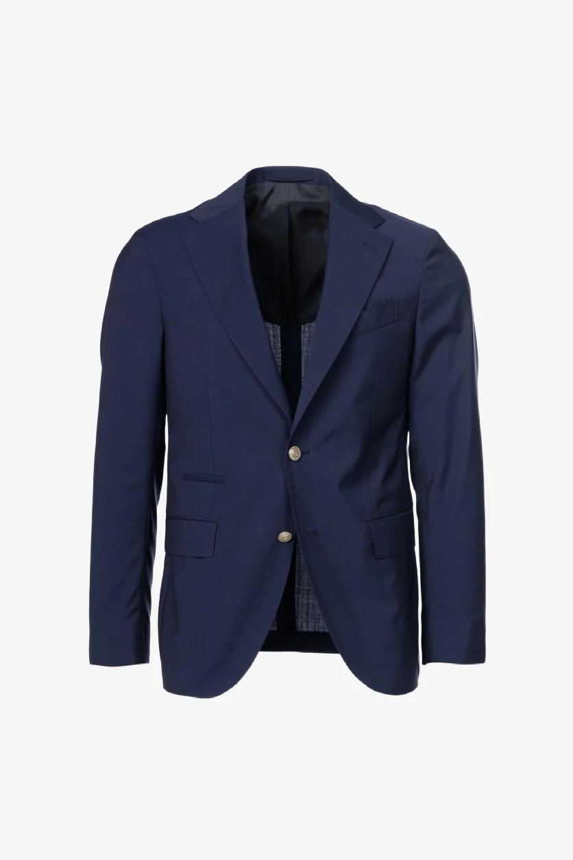 Giacca Gaeta monopetto in lana vergine bluette