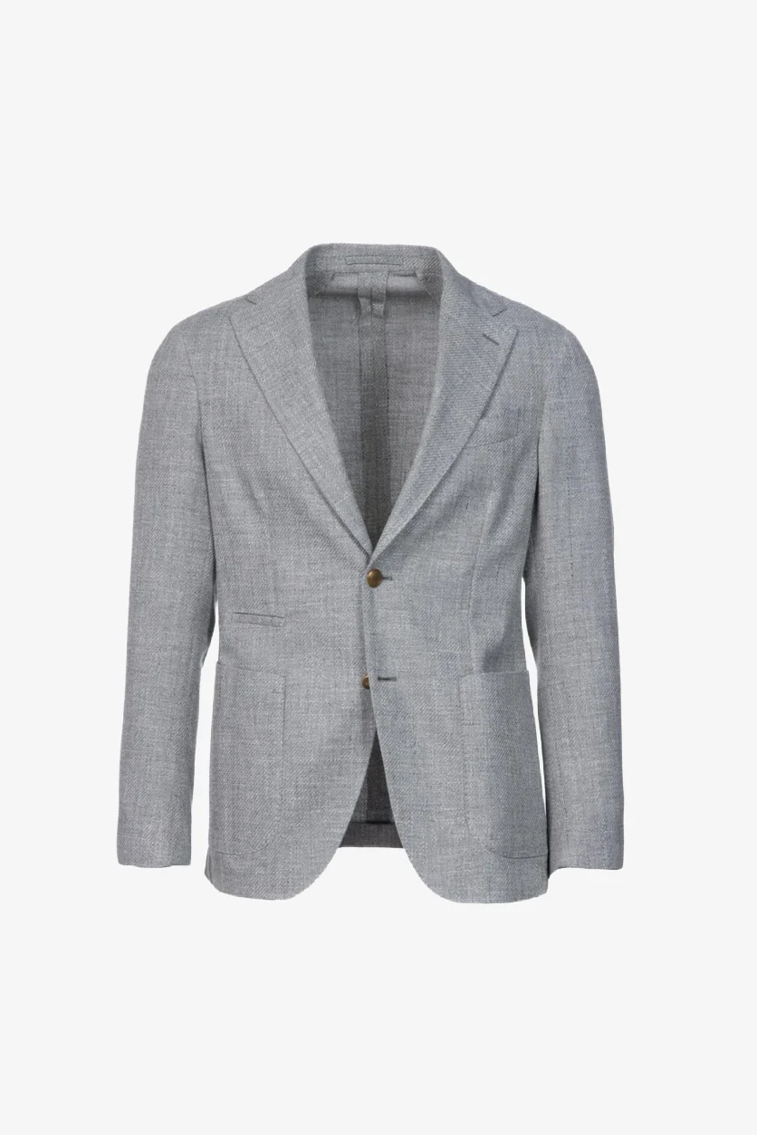 Giacca Napoli monopetto in cotone grigio chiaro