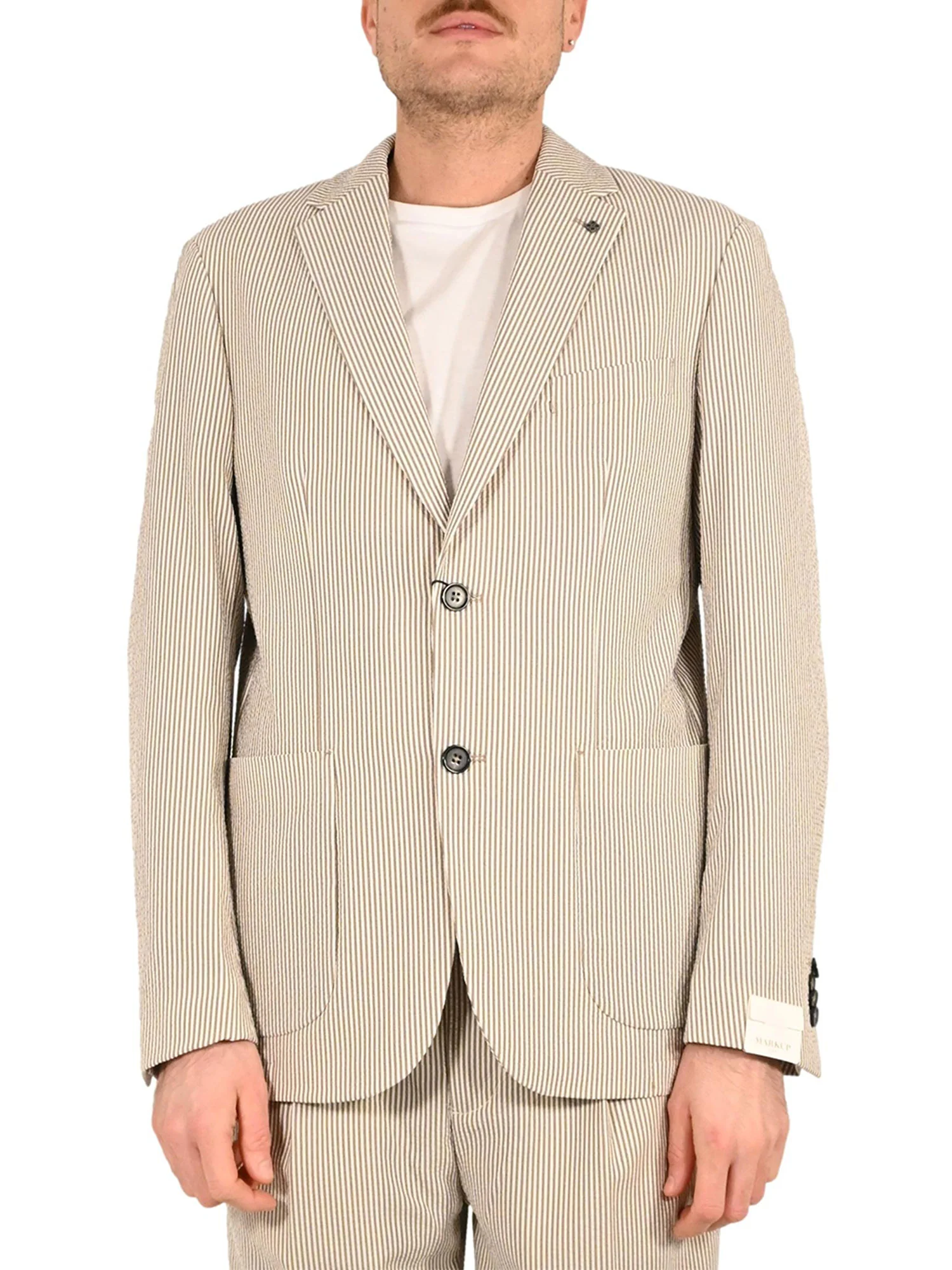 Giacca Mark Up uomo due bottoni seersucker beige