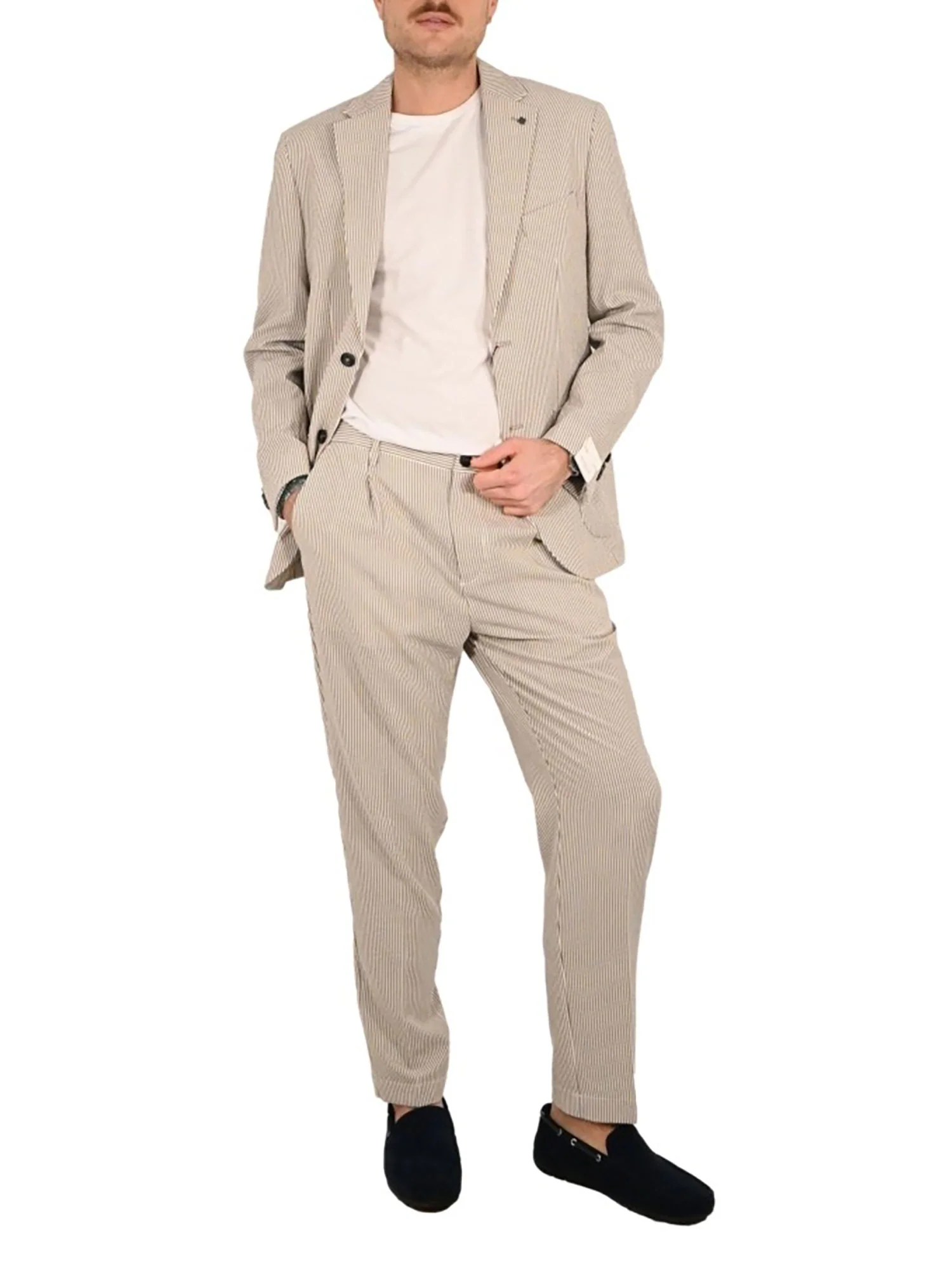 Giacca Mark Up uomo due bottoni seersucker beige - Image 3