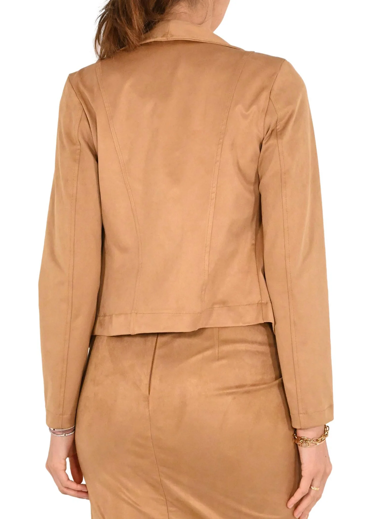 Giacca aperta in suede camel - Image 3