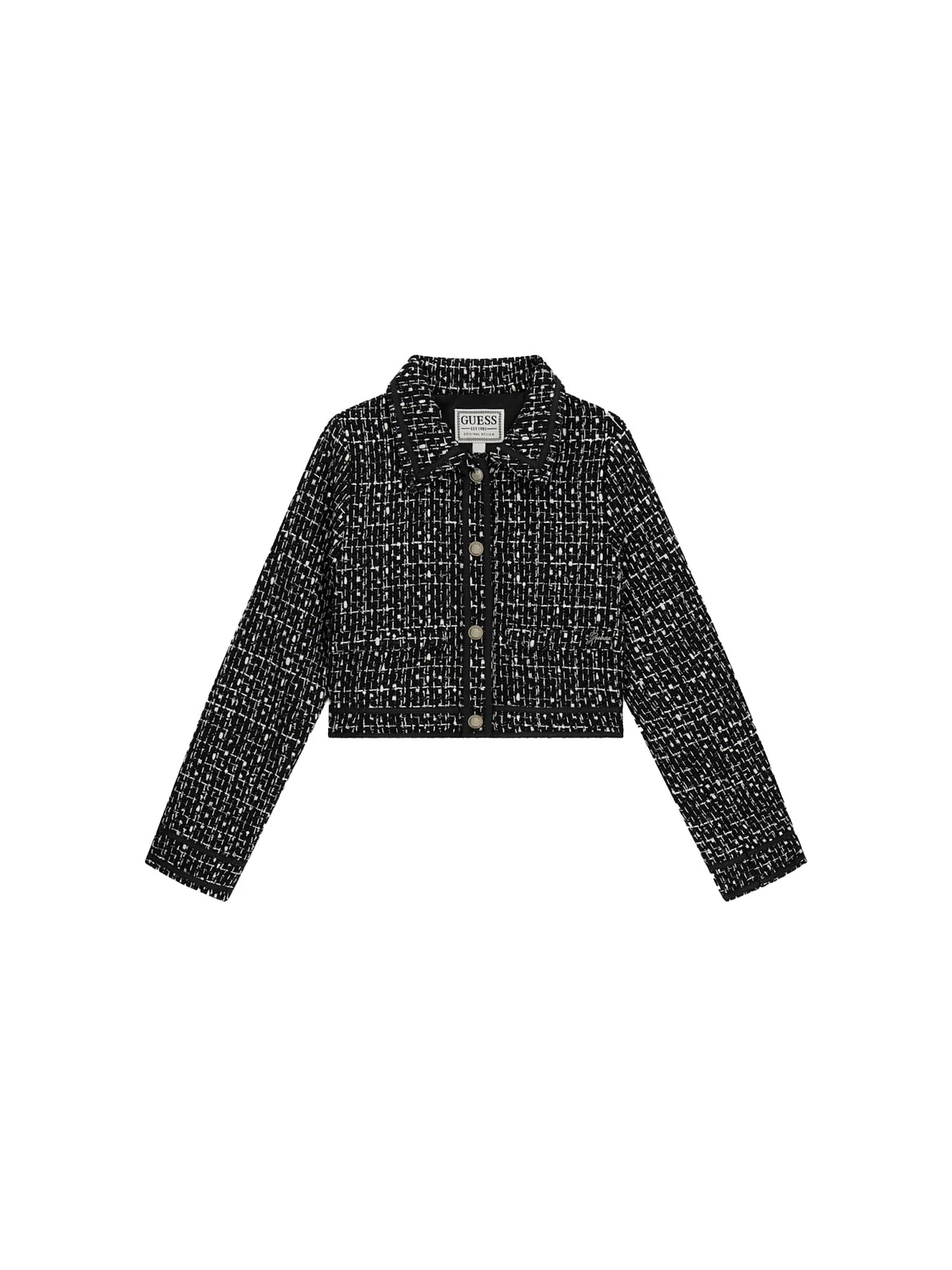 Giacca Guess Ragazza con bottoni in tweed lurex nero