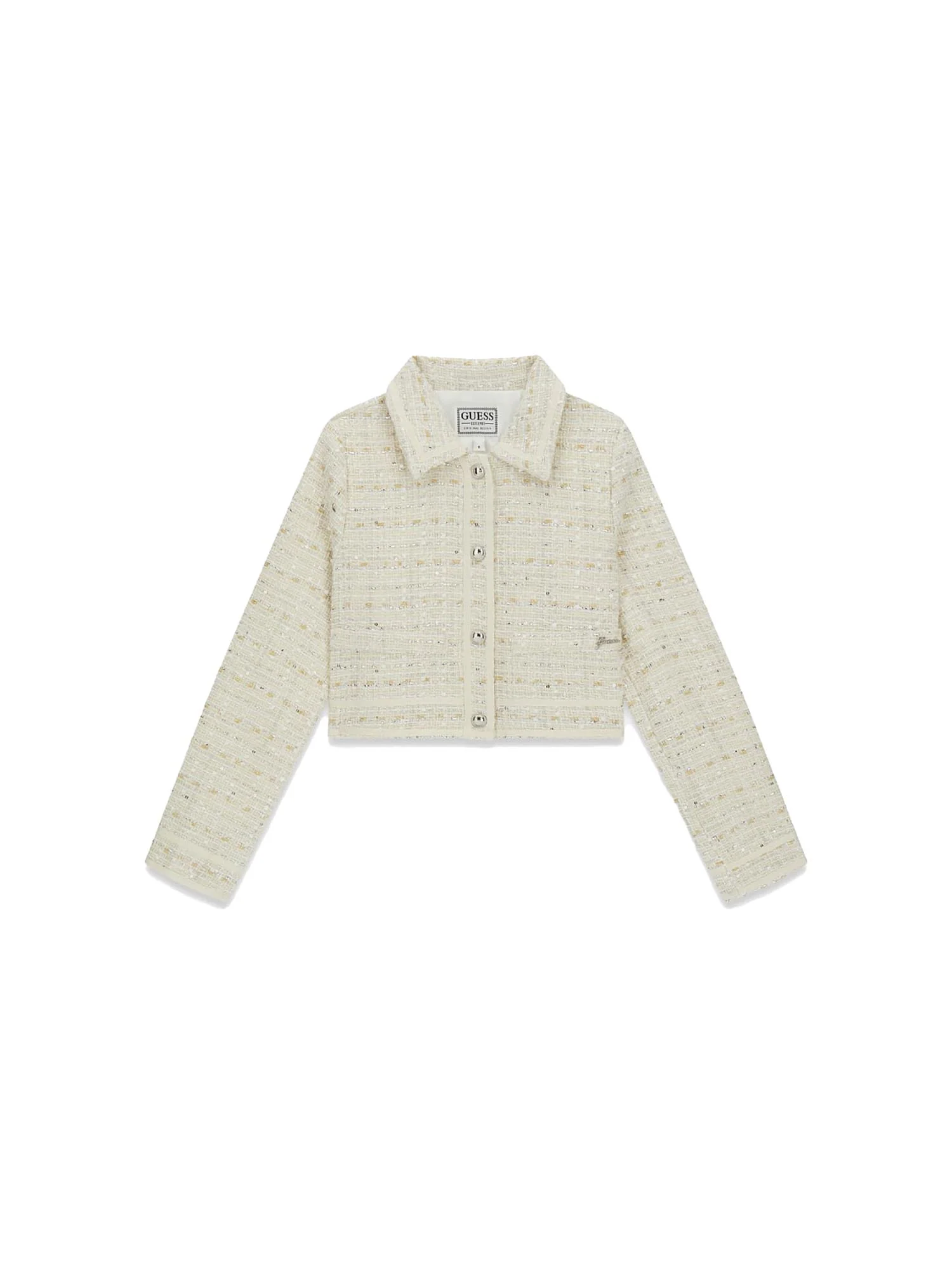 Giacca Guess Ragazza con bottoni in tweed lurex sabbia
