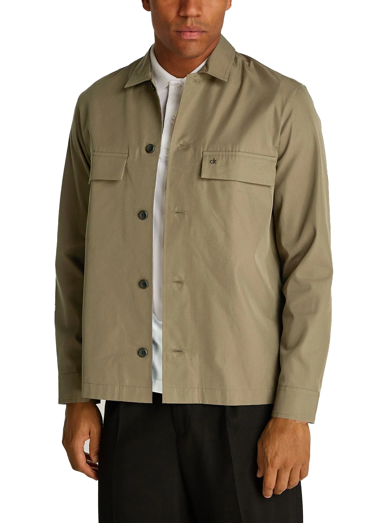 Giacca overshirt con bottoni e tasche sul petto verde