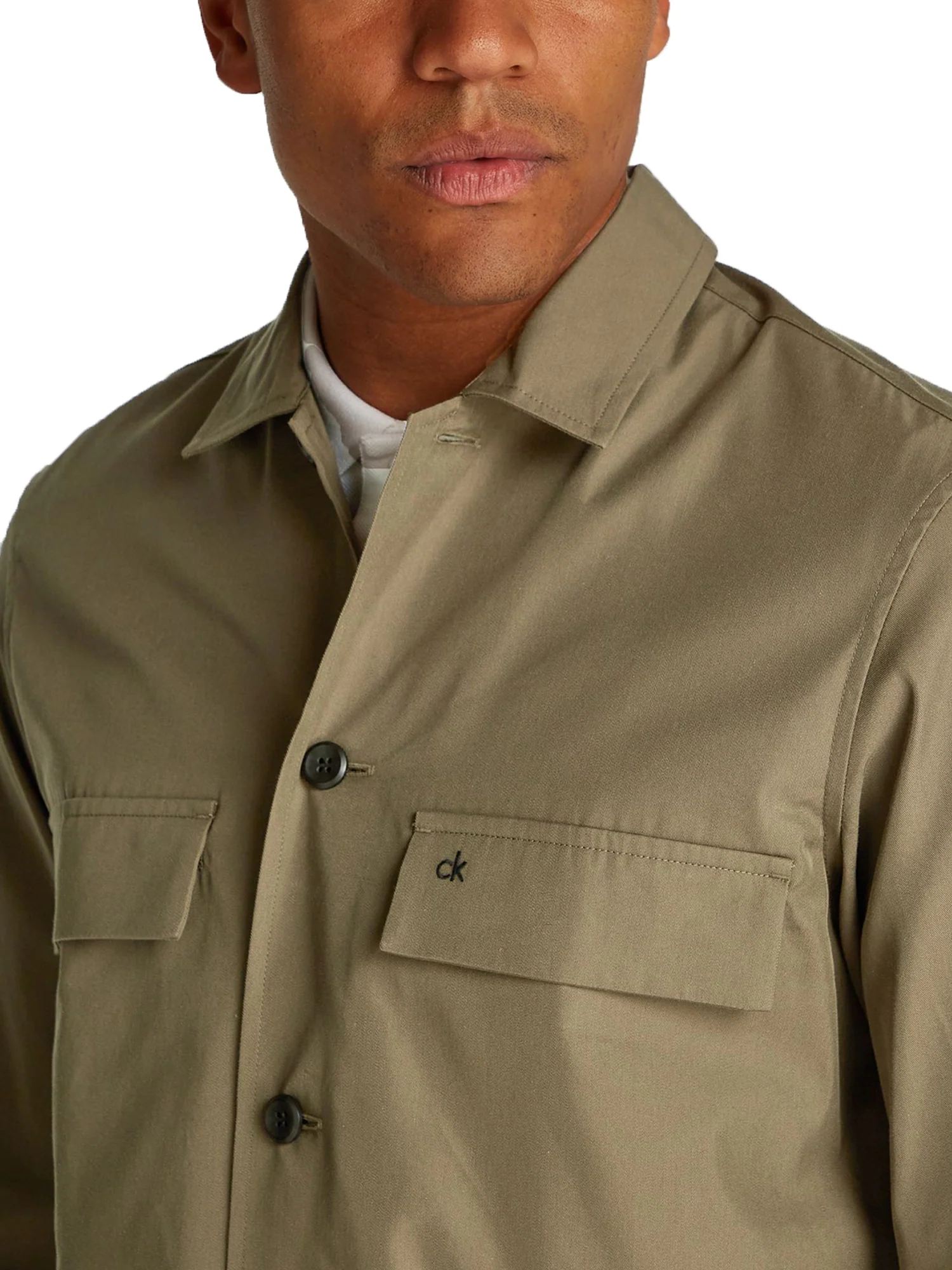 Giacca overshirt con bottoni e tasche sul petto verde - Image 3