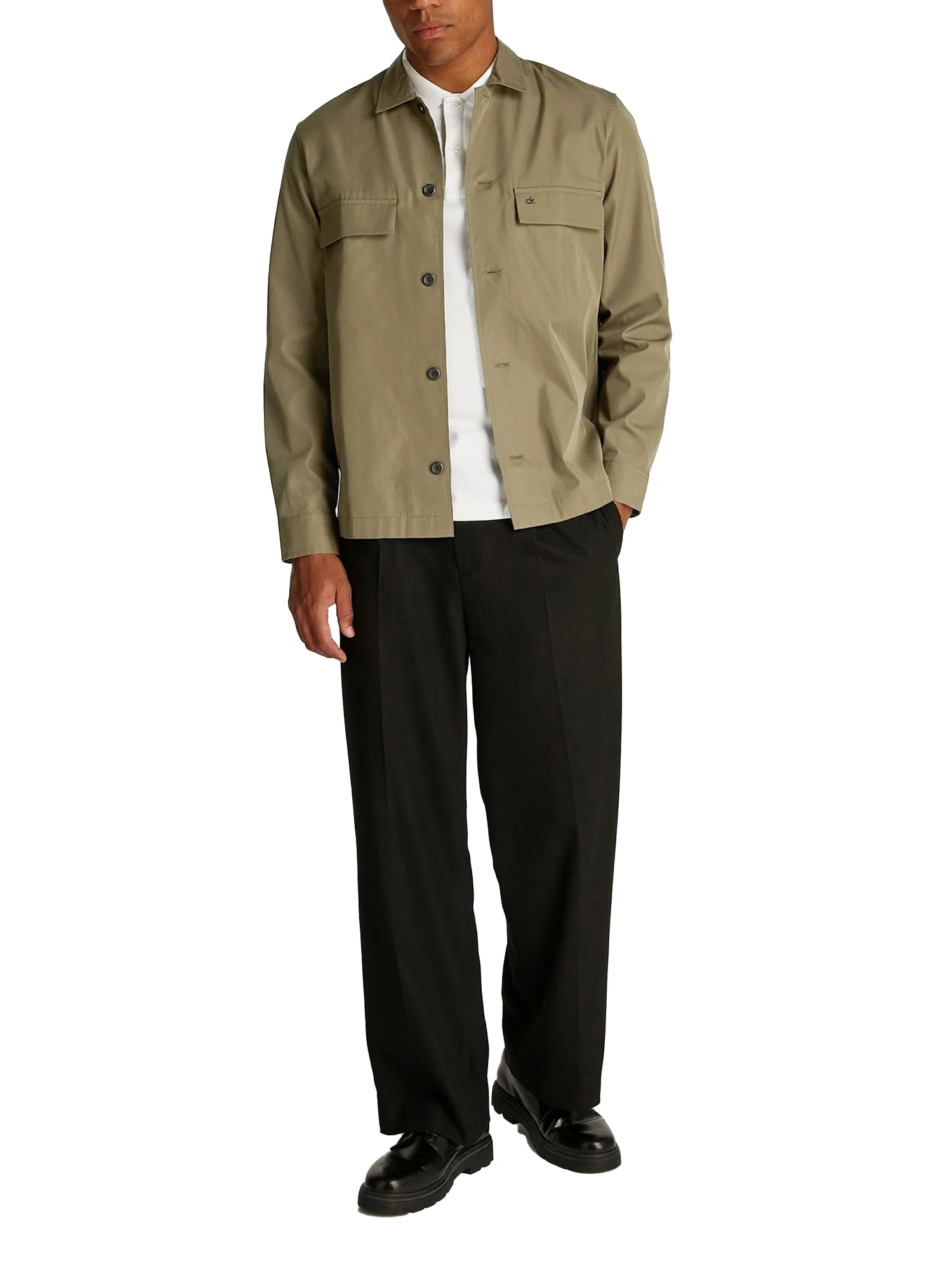 Giacca overshirt con bottoni e tasche sul petto verde - Image 4