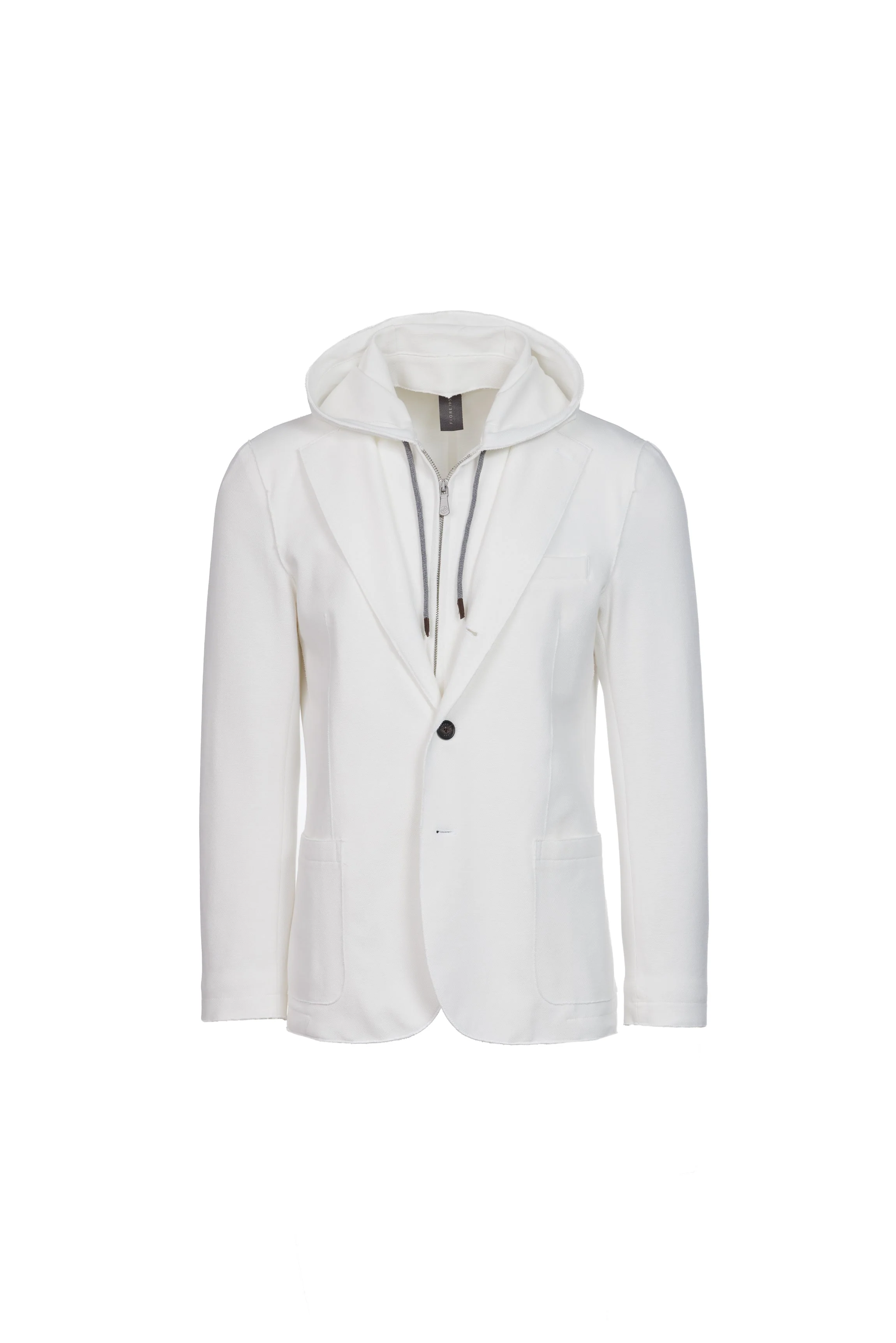 Giacca Trapani con cappuccio e zip in cotone panna