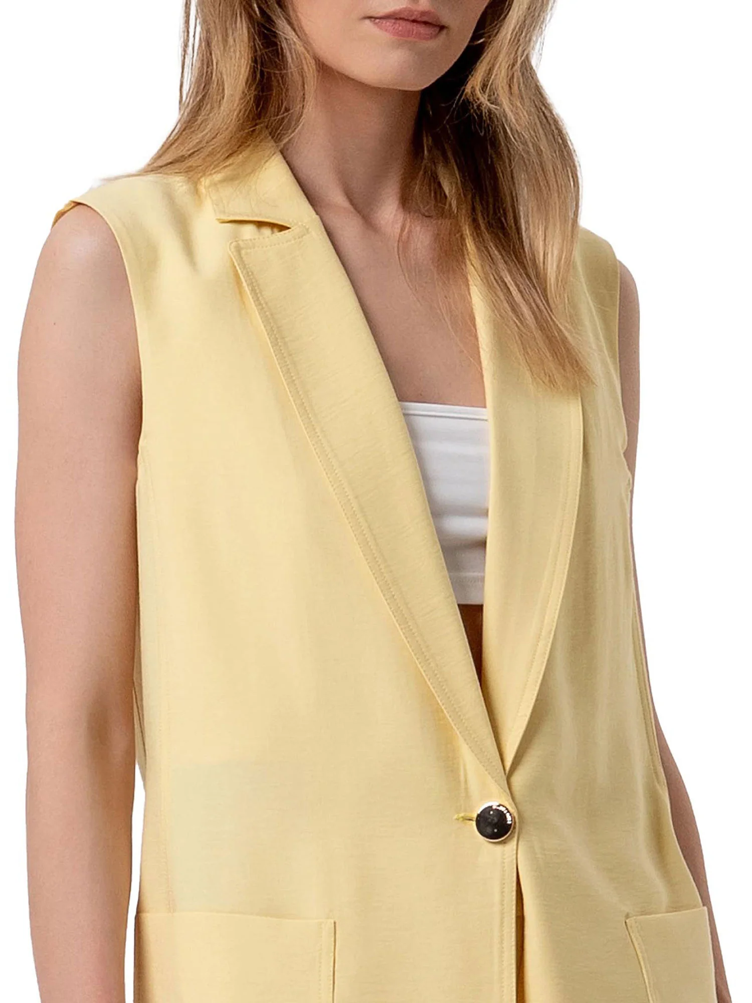 Gilet Fracomina Donna confort con un bottone giallo - Image 3