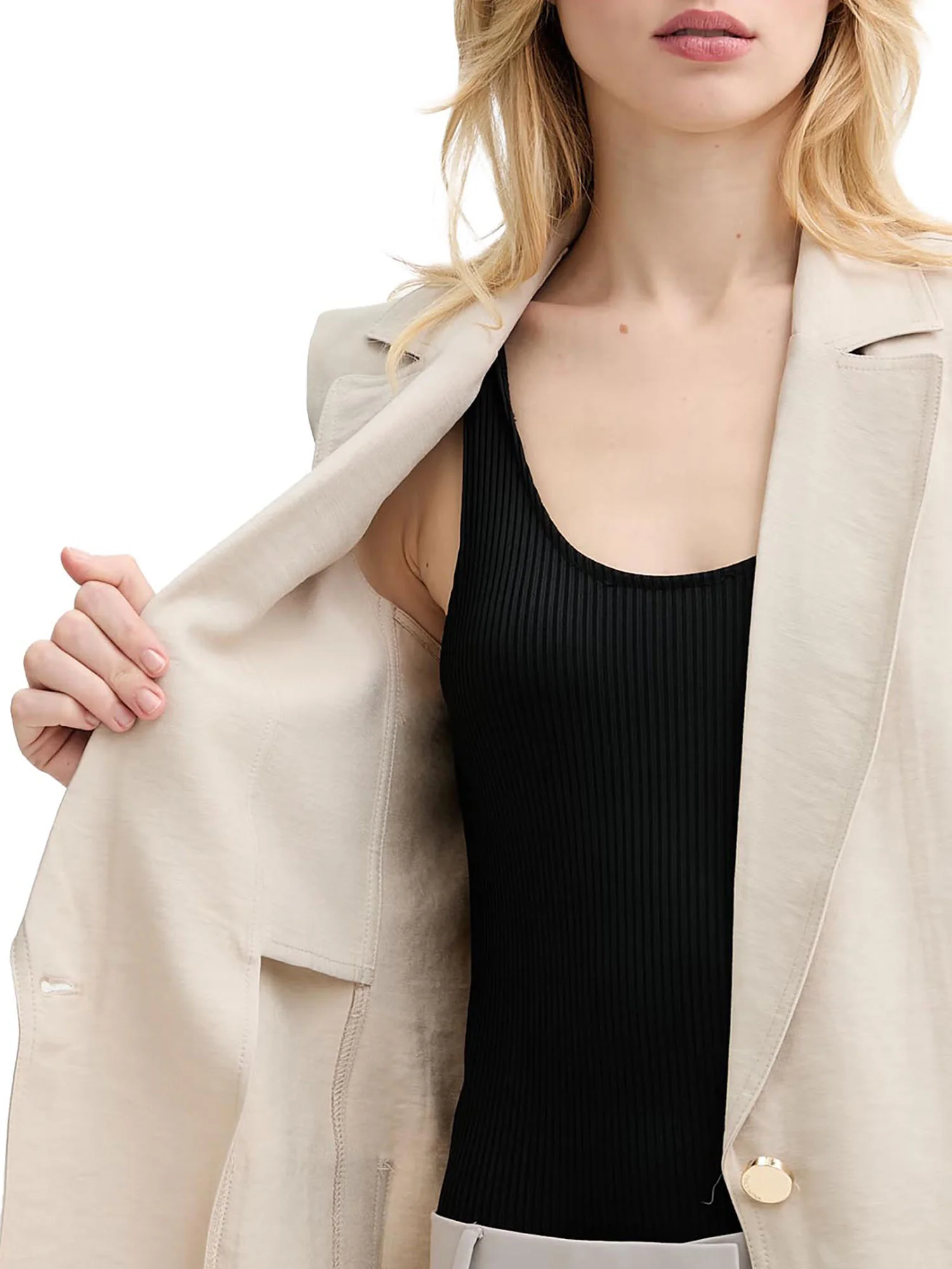 Gilet Fracomina Donna confort con un bottone sabbia - Image 3