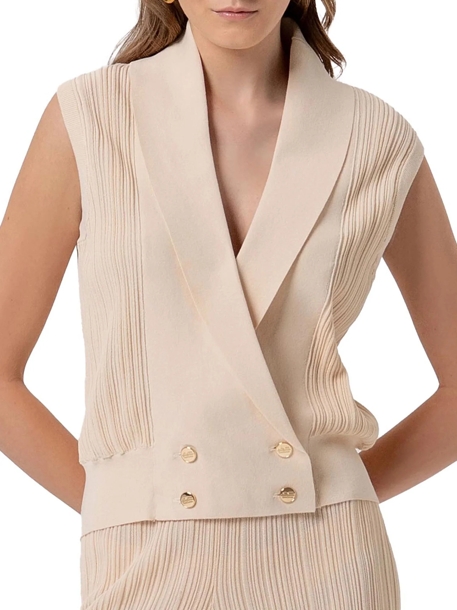 Gilet Fracomina Donna con bottoni double breast burro
