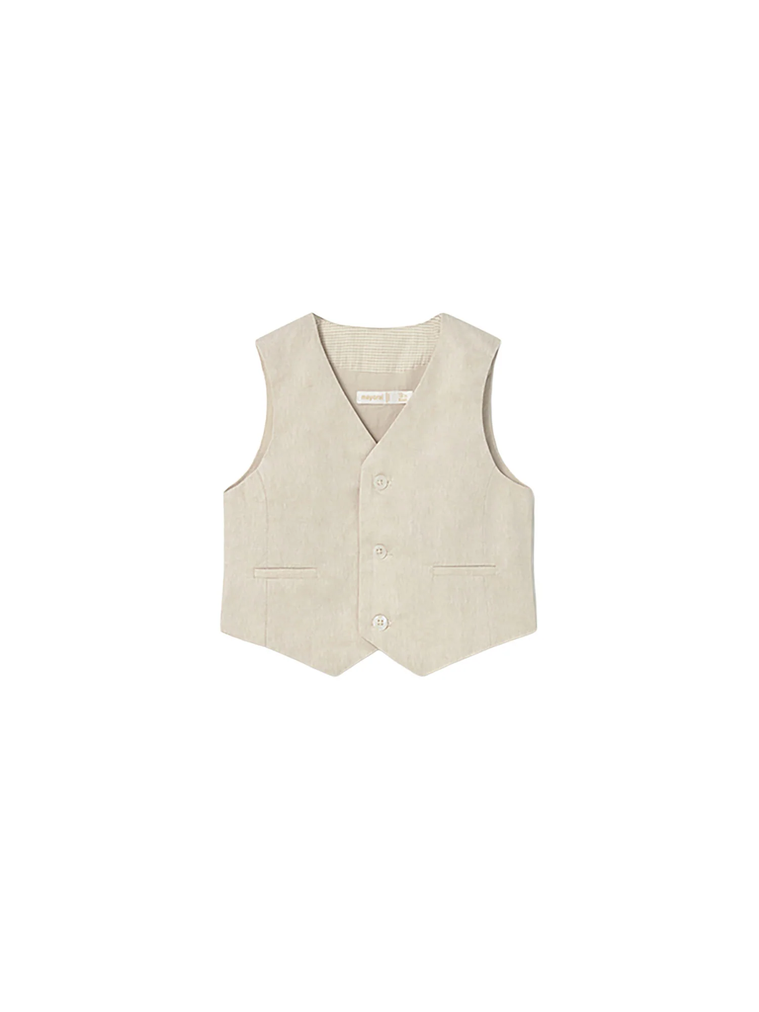Gilet Mayoral Bambino con bottoni suiting in lino avena