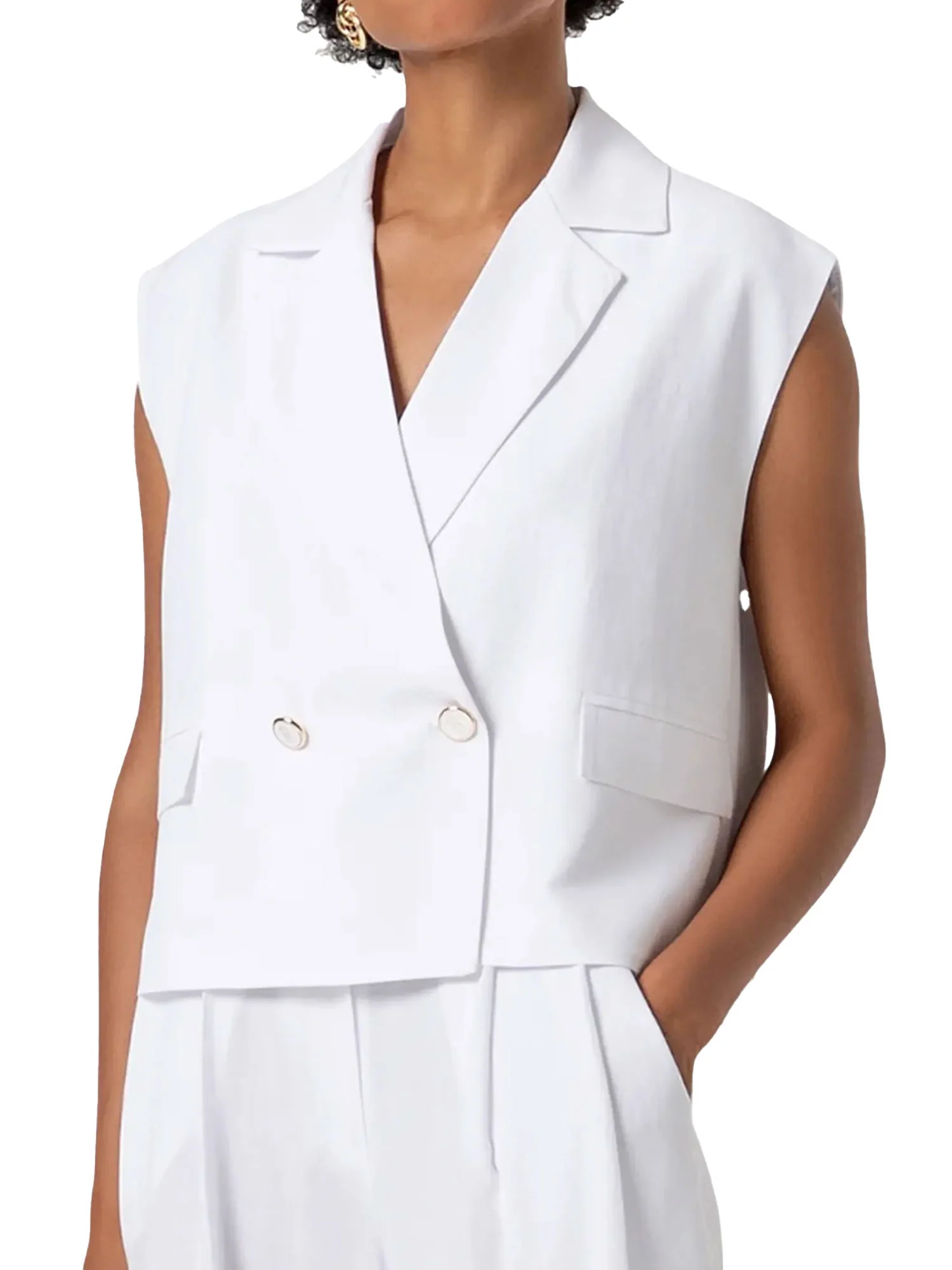 Gilet Fracomina Donna crop bianco