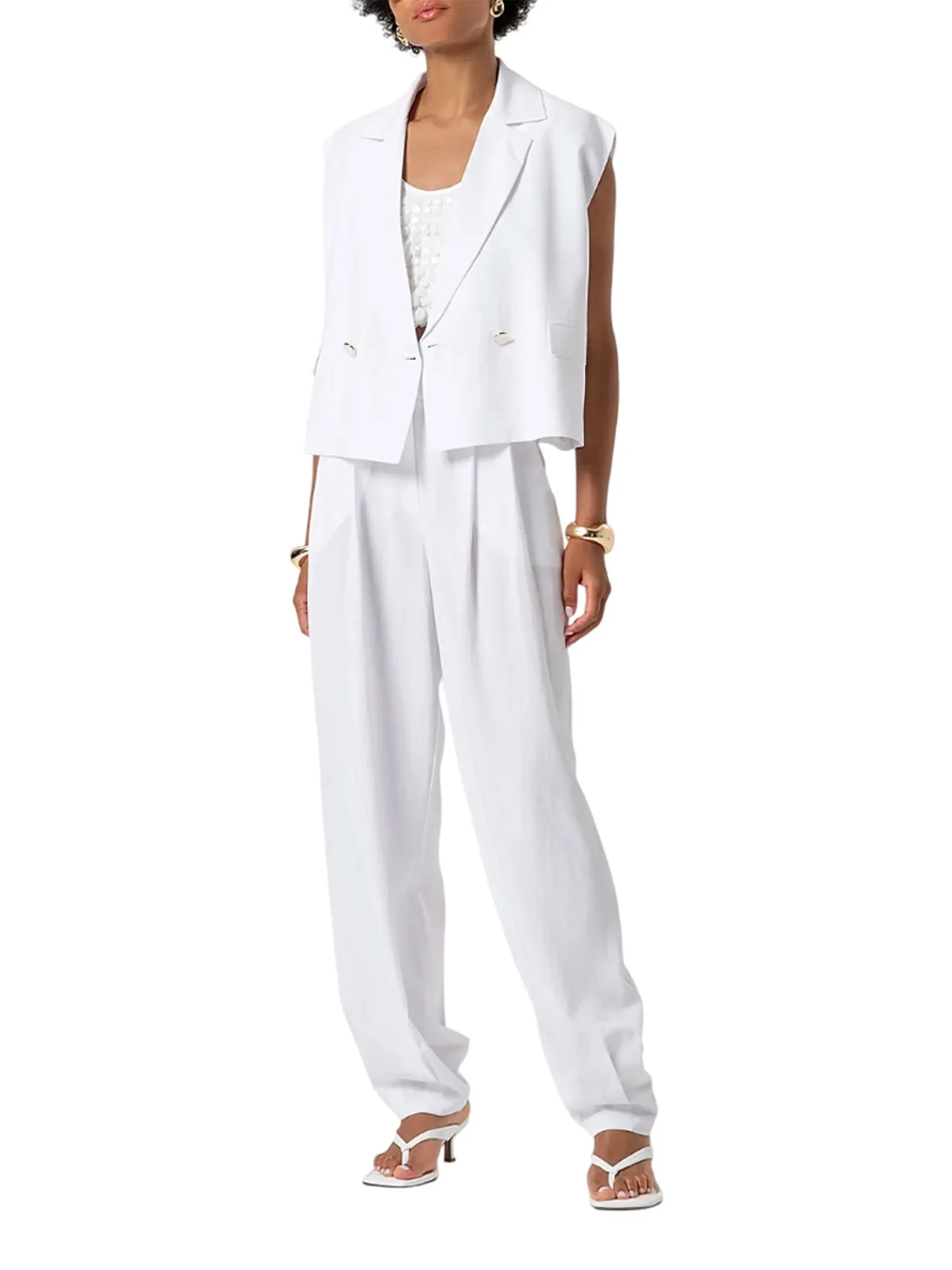Gilet Fracomina Donna crop bianco - Image 4