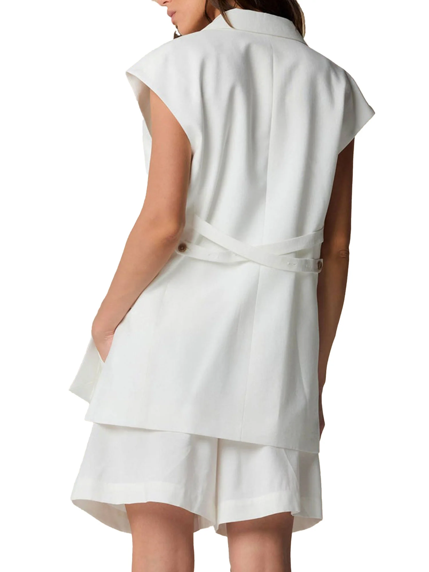 Gilet doppio petto misto lino bianco - Image 4