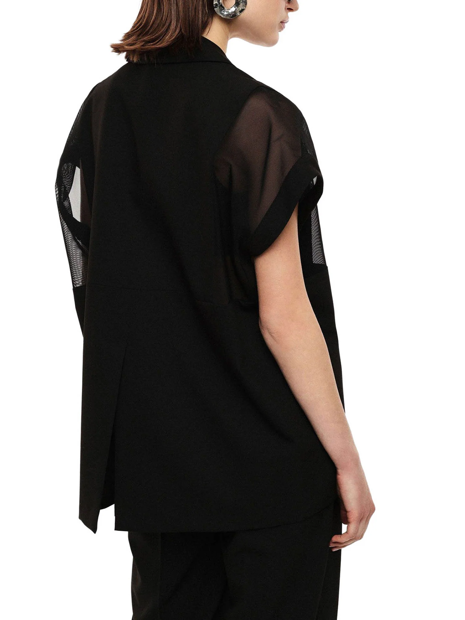 Gilet Imperial Donna manica corta bt. over con spalle a rete Nero - Image 2
