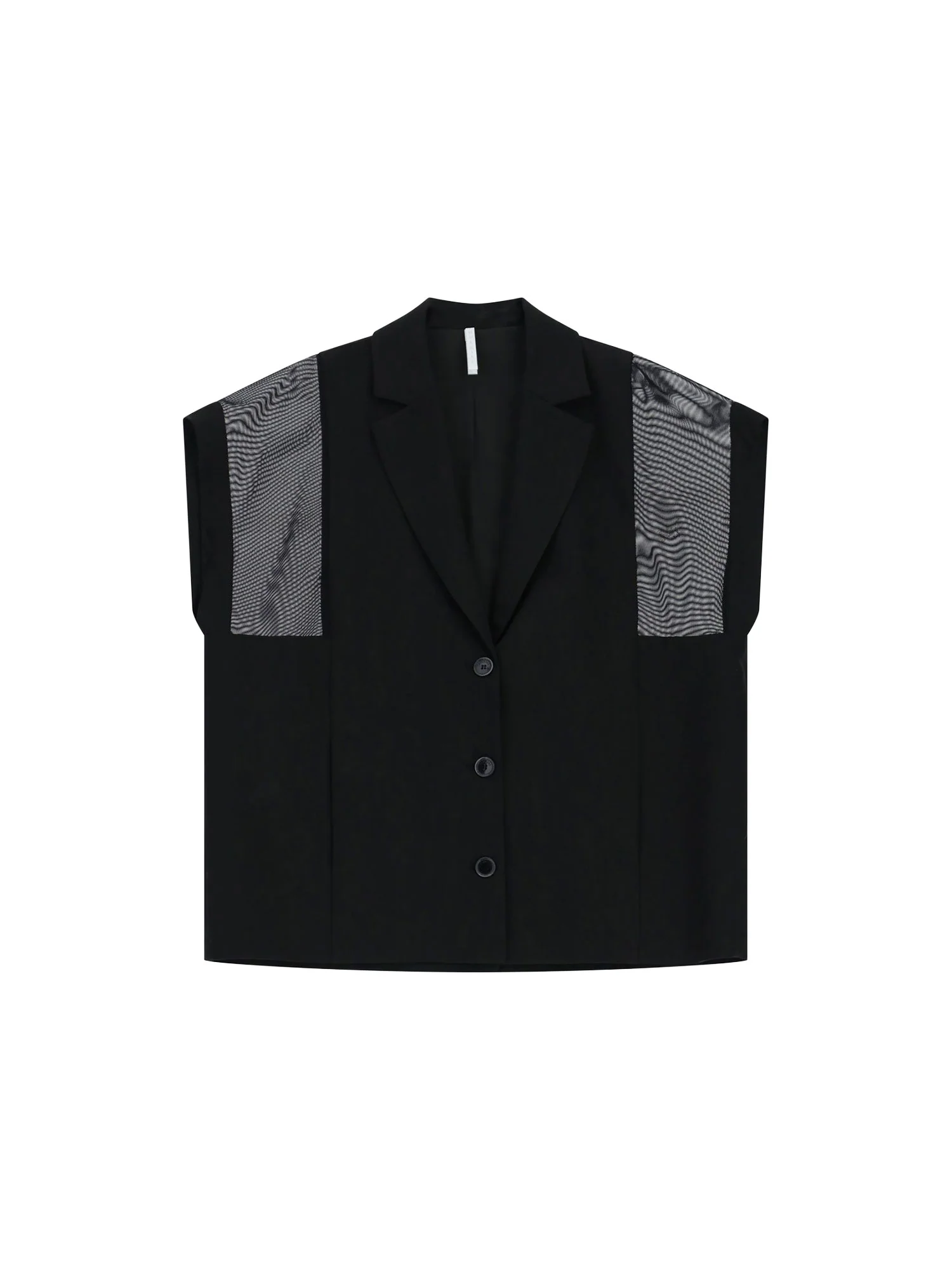 Gilet Imperial Donna manica corta bt. over con spalle a rete Nero - Image 3