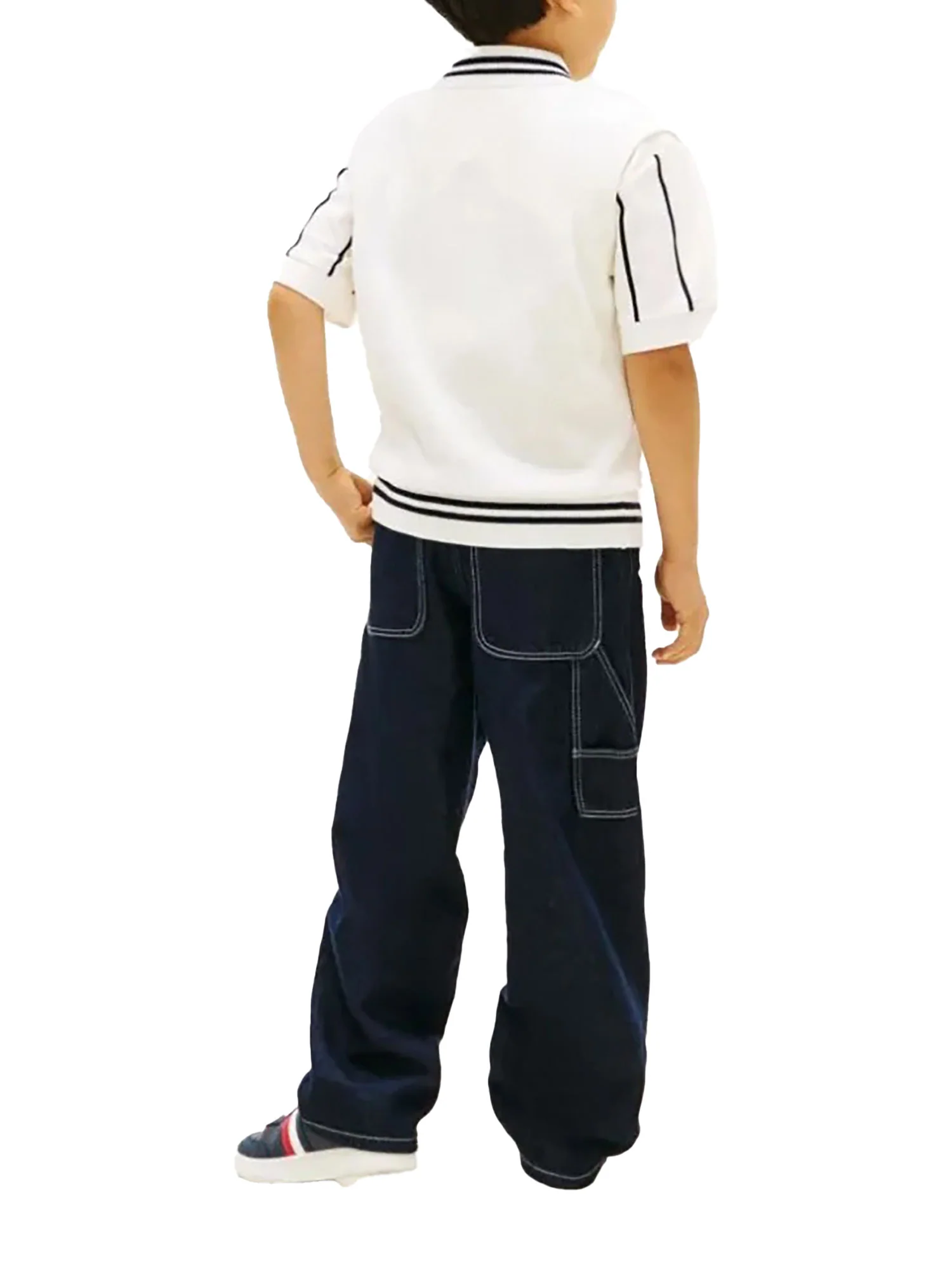 Gilet Tommy Hilfigher Bambino scollo a V varsity rib avorio - Image 3
