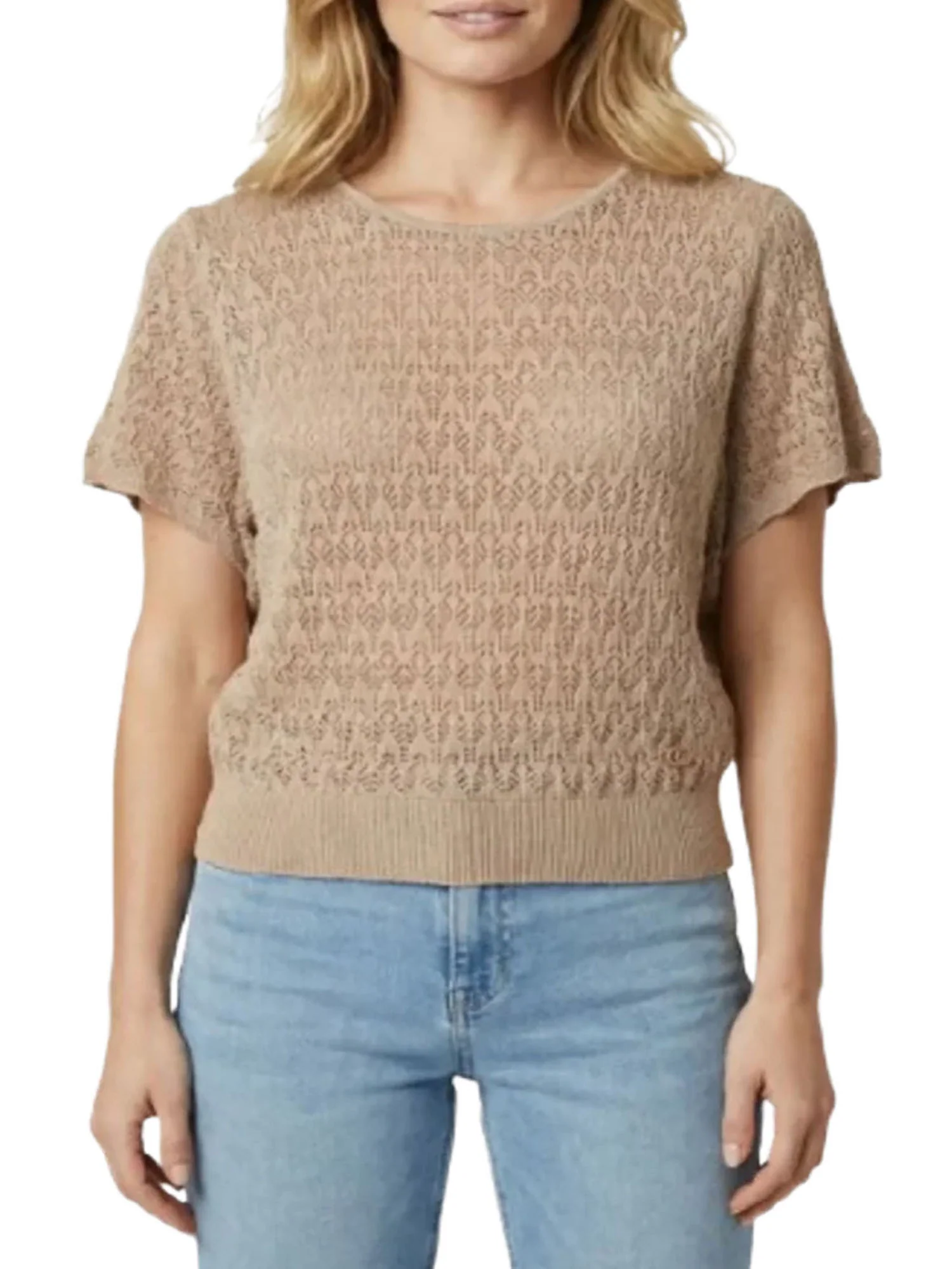 Girocollo Yes Zee donna Crop Man. Farfalla tortora