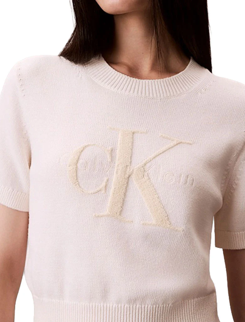 Girocollo Calvin Klein Donna Chunky Graphic Bianco - Image 3