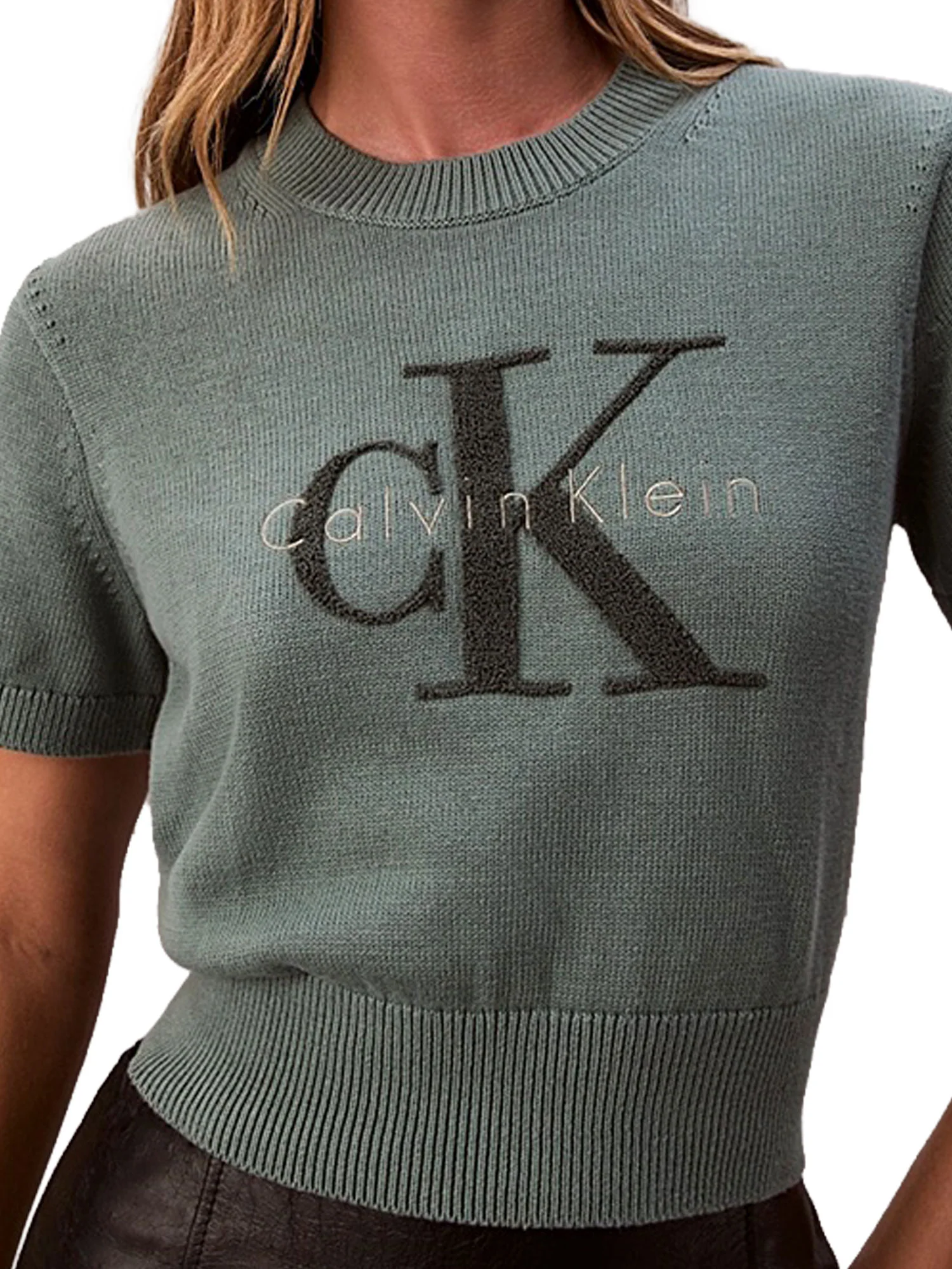 Girocollo Calvin Klein Donna Chunky Graphic Verde - Image 3