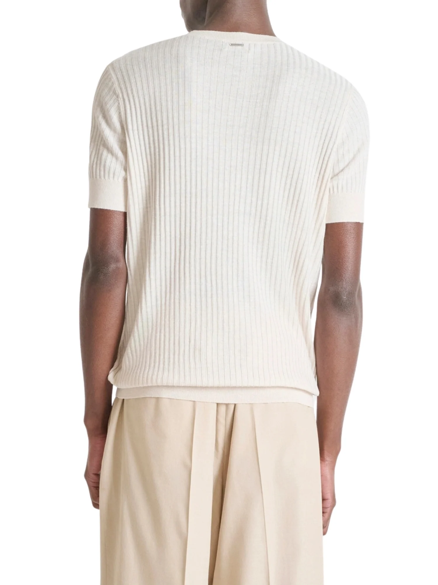 Maglia a girocollo con maniche corte Antony Morato uomo modello linen blend crema - Image 2