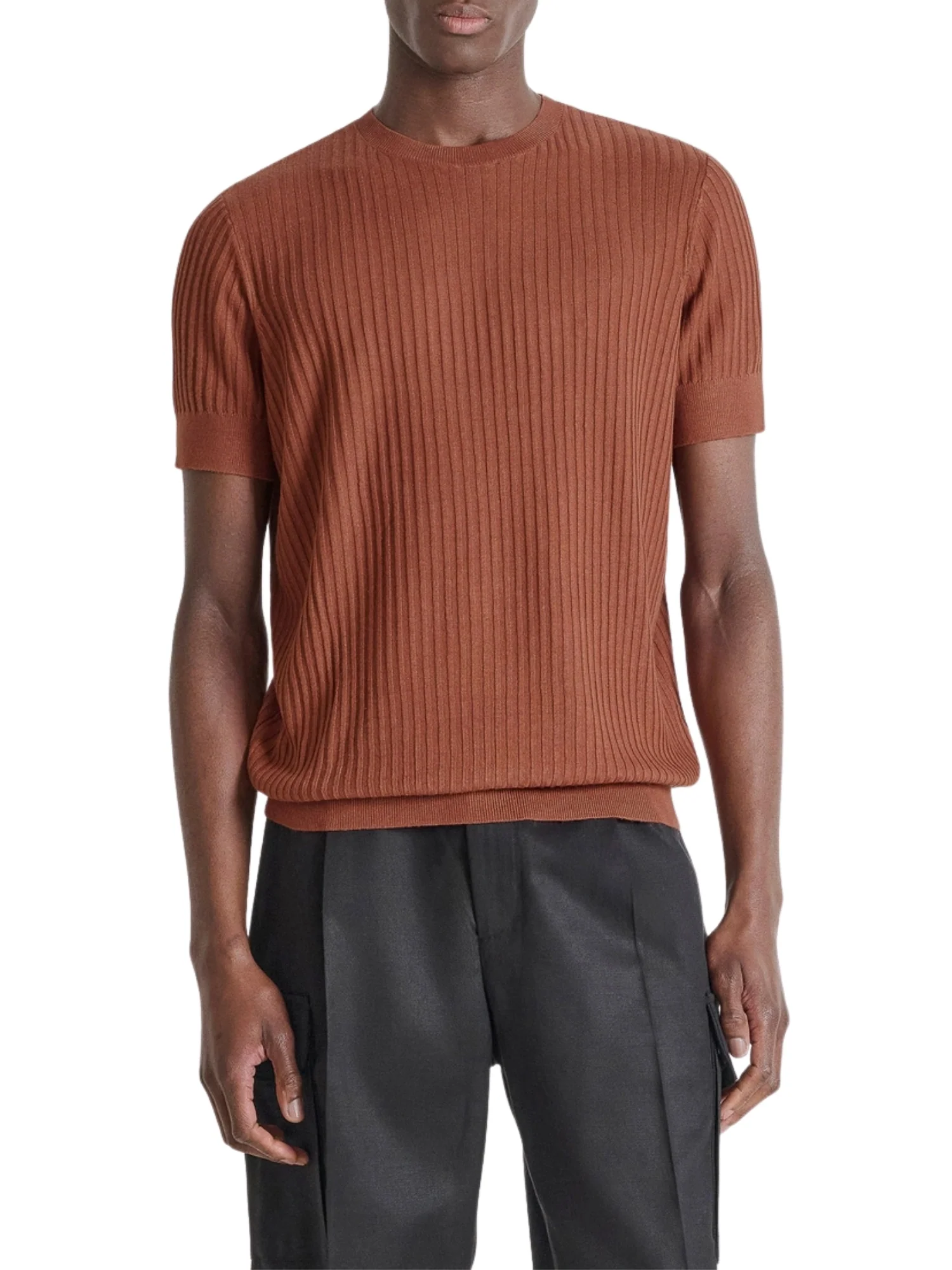 Maglia a girocollo con maniche corte Antony Morato uomo modello linen blend ruggine