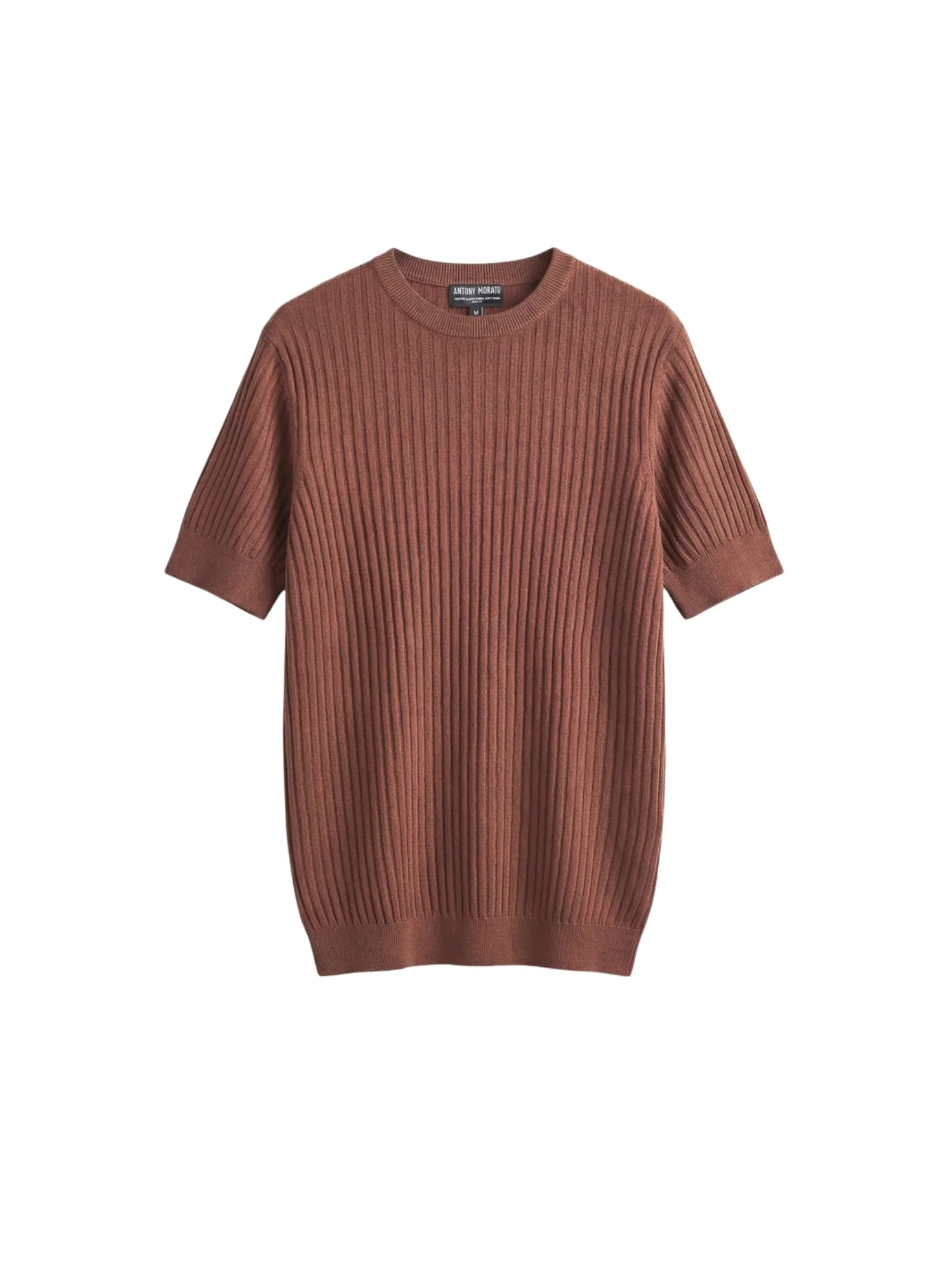 Maglia a girocollo con maniche corte Antony Morato uomo modello linen blend ruggine - Image 4