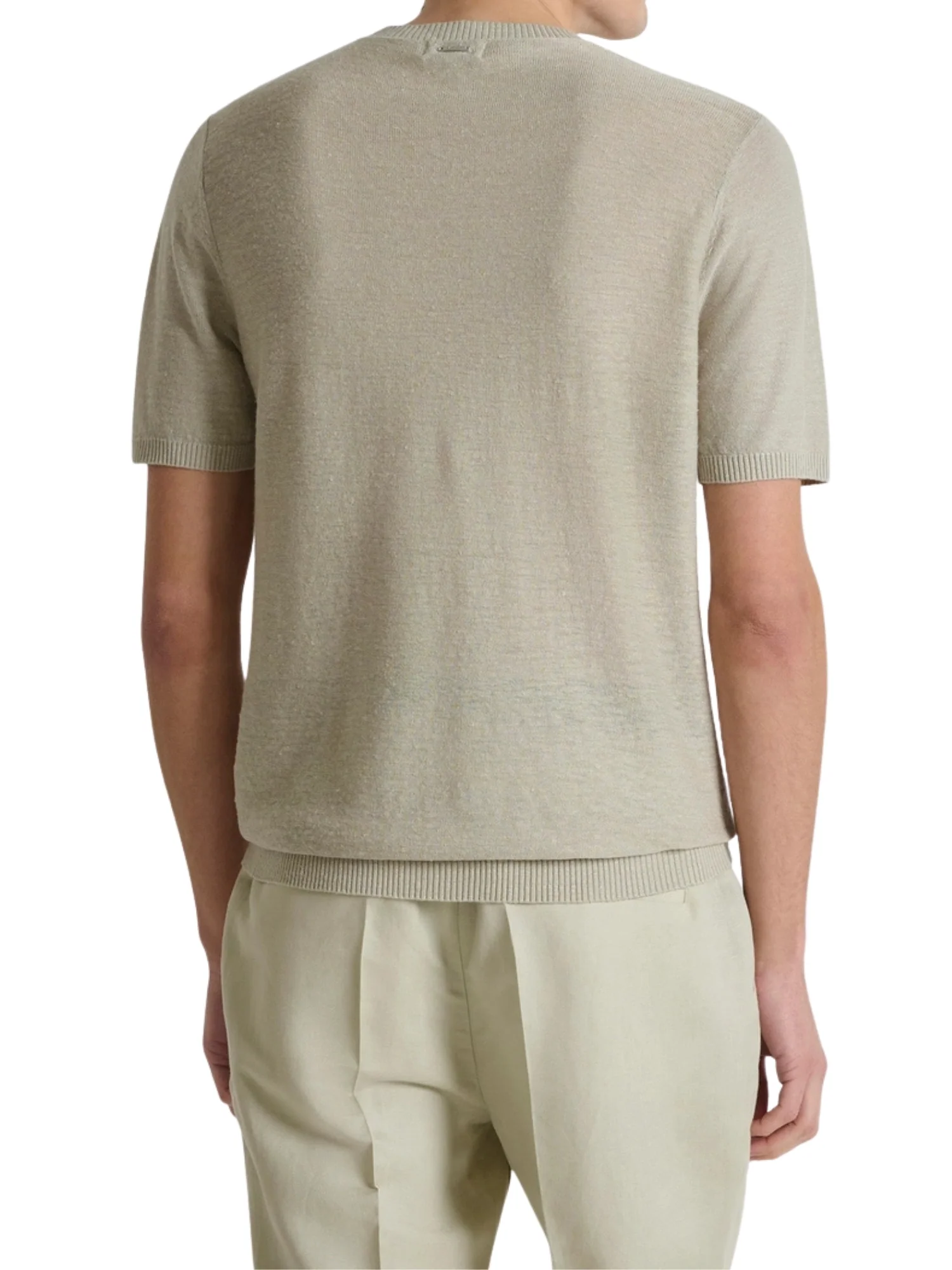Maglia a girocollo con maniche corte Antony Morato uomo modello linen blend sabbia - Image 2