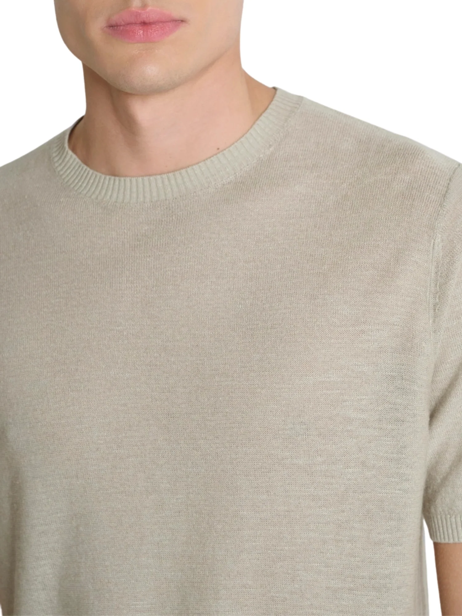 Maglia a girocollo con maniche corte Antony Morato uomo modello linen blend sabbia - Image 3