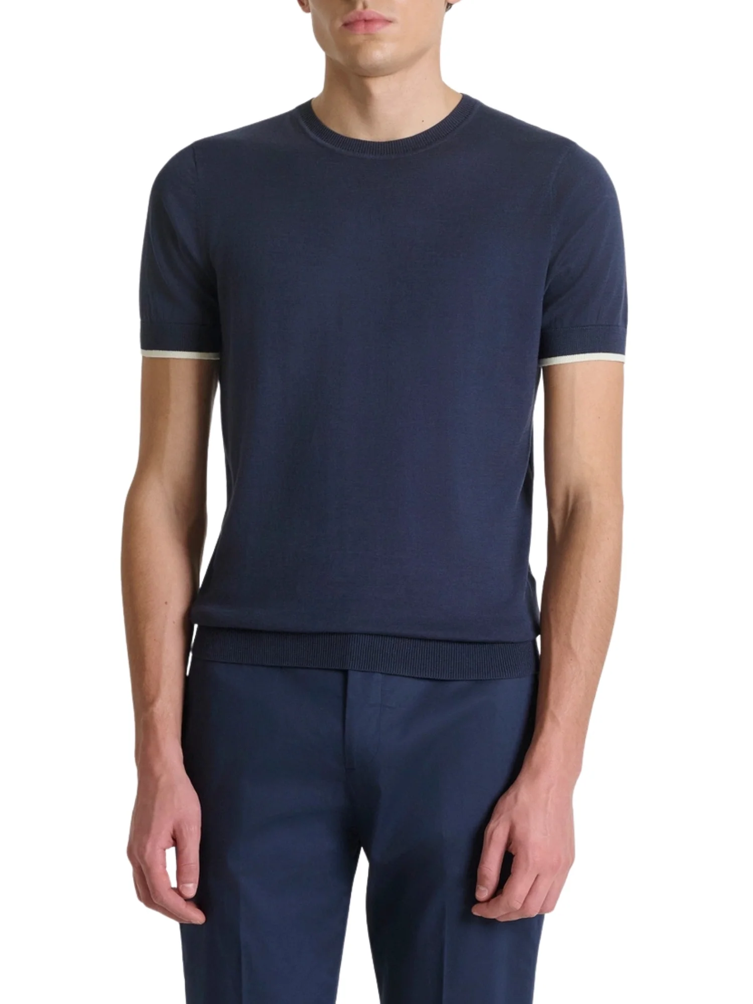 Maglia a girocollo con maniche corte Antony Morato uomo modello mercerized cotton blu chiaro