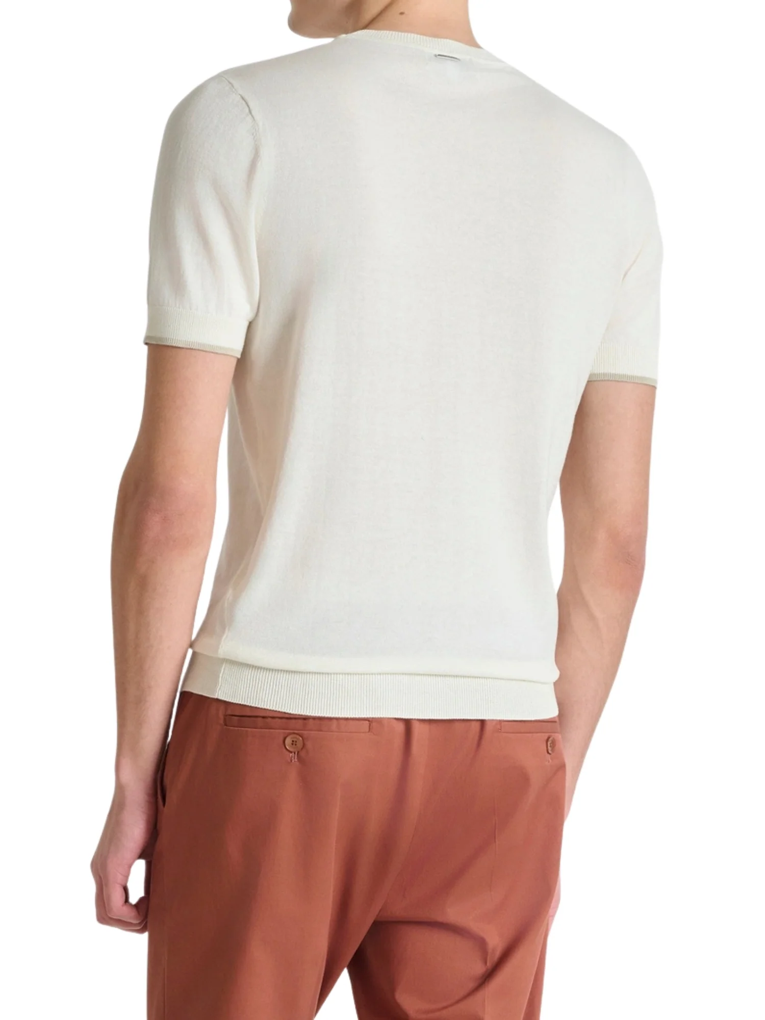 Maglia a girocollo con maniche corte Antony Morato uomo modello mercerized cotton burro - Image 2