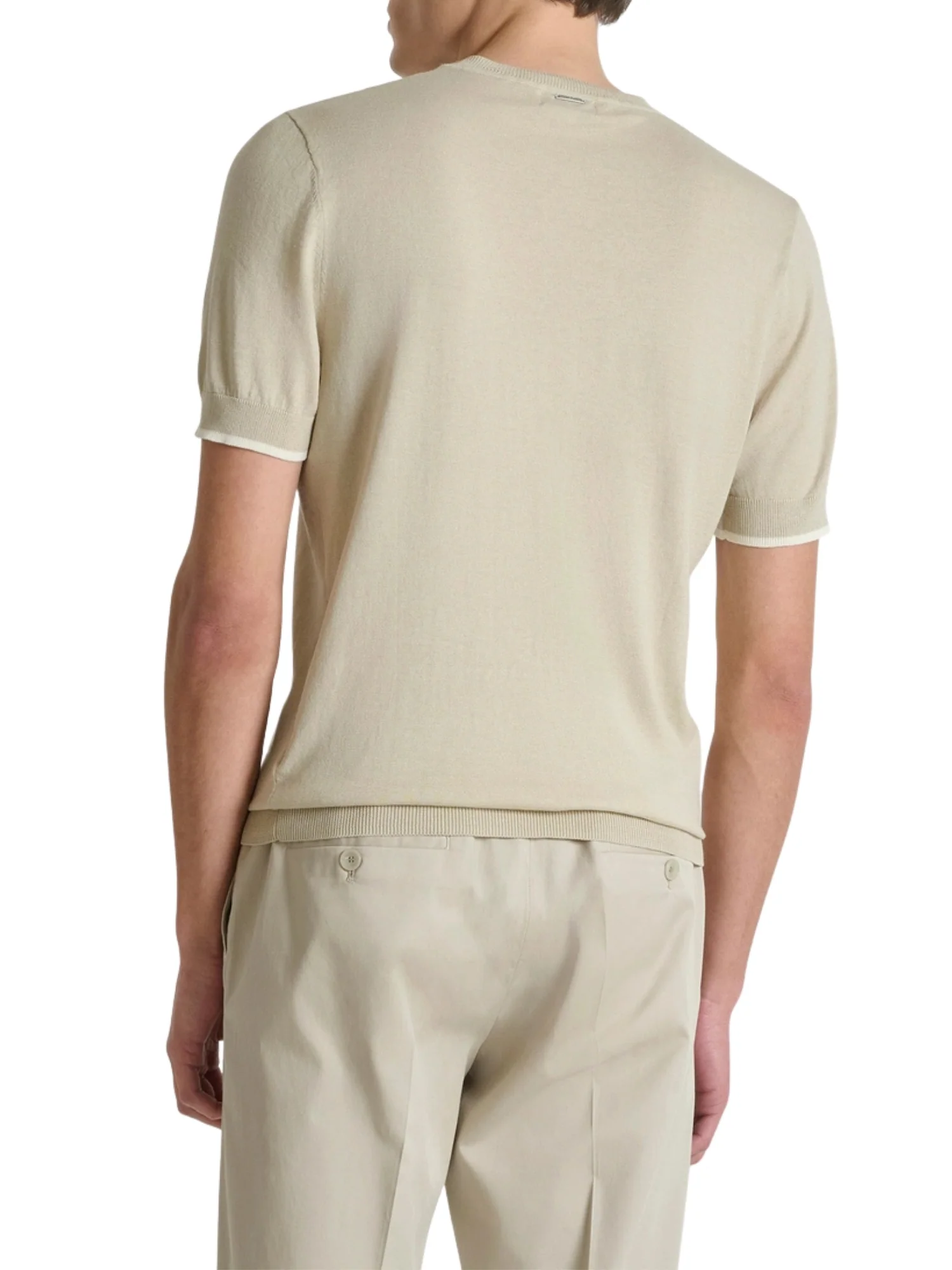 Maglia a girocollo con maniche corte Antony Morato uomo modello mercerized cotton sabbia - Image 2