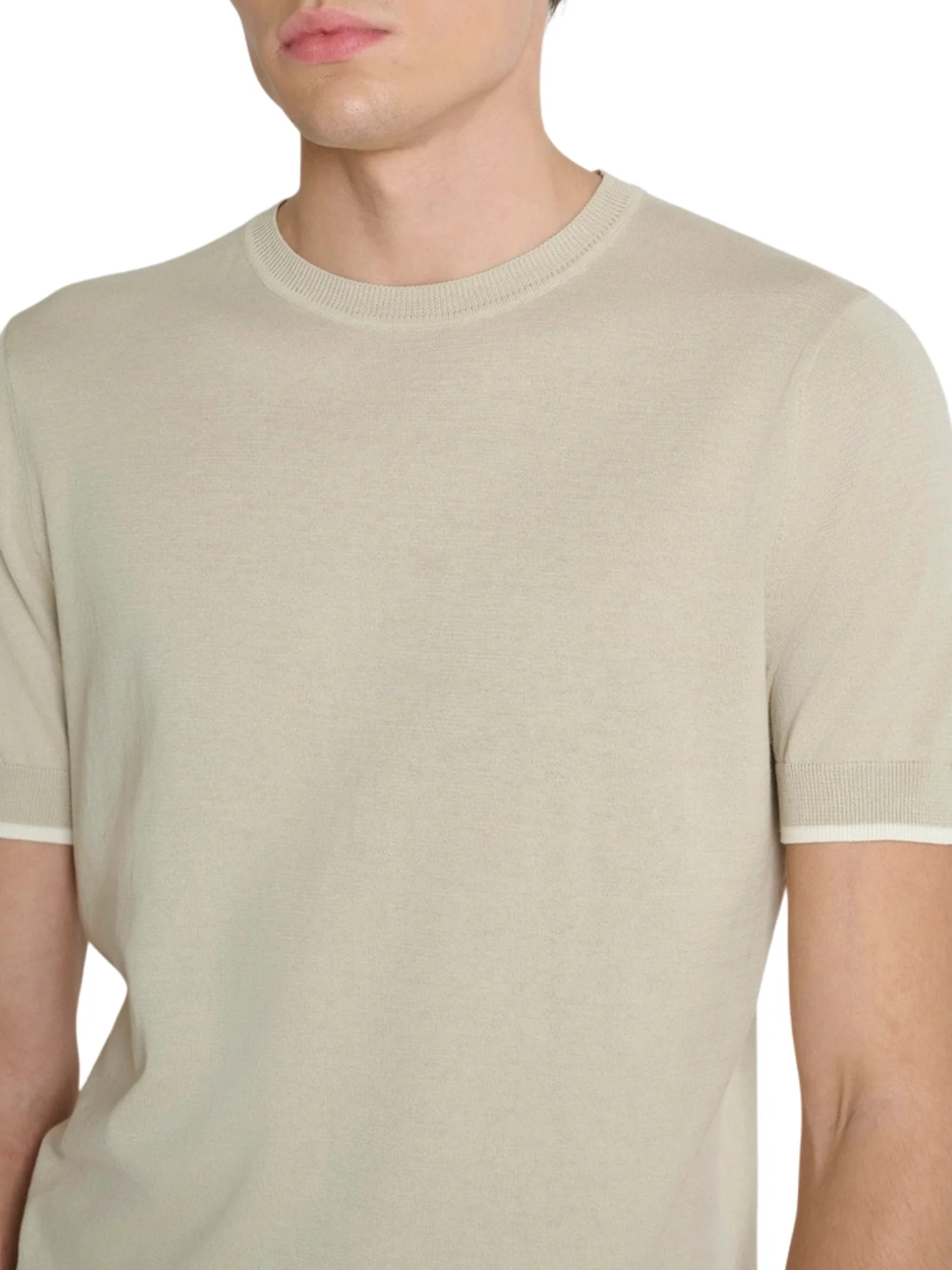 Maglia a girocollo con maniche corte Antony Morato uomo modello mercerized cotton sabbia - Image 3