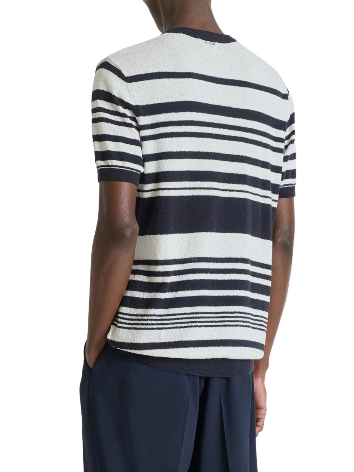 Maglia a girocollo con maniche corte Antony Morato uomo modello a righe cotone blu e bianco - Image 2