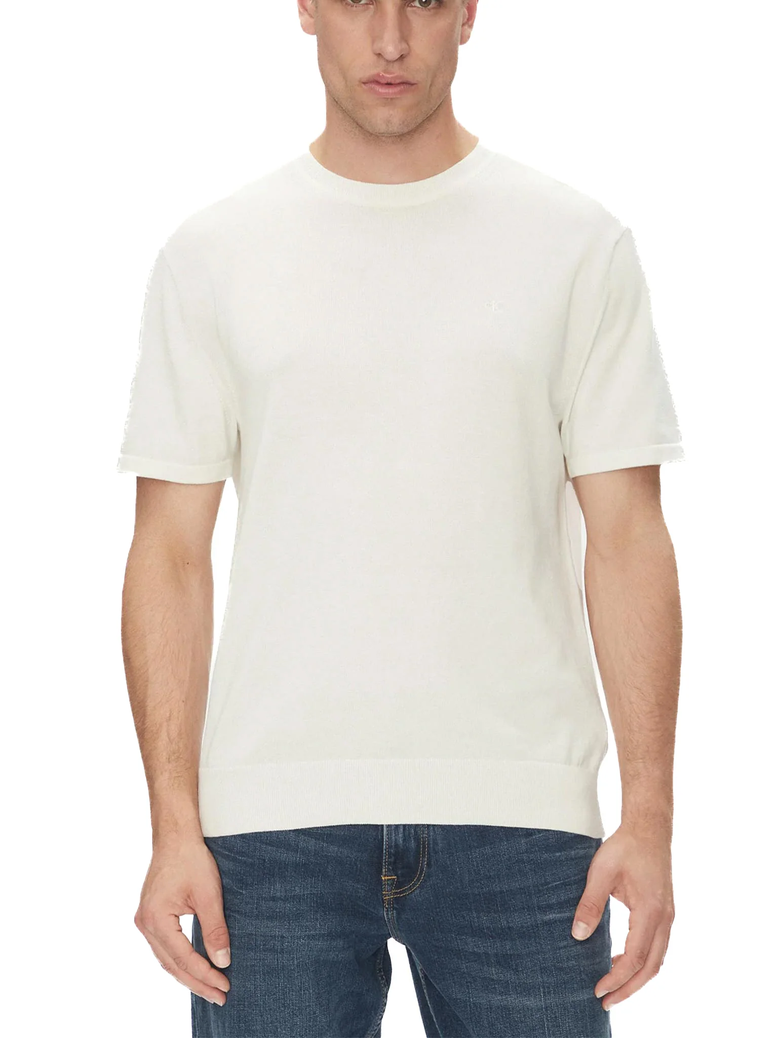 T-shirt Calvin Klein in maglia di cotone tofu